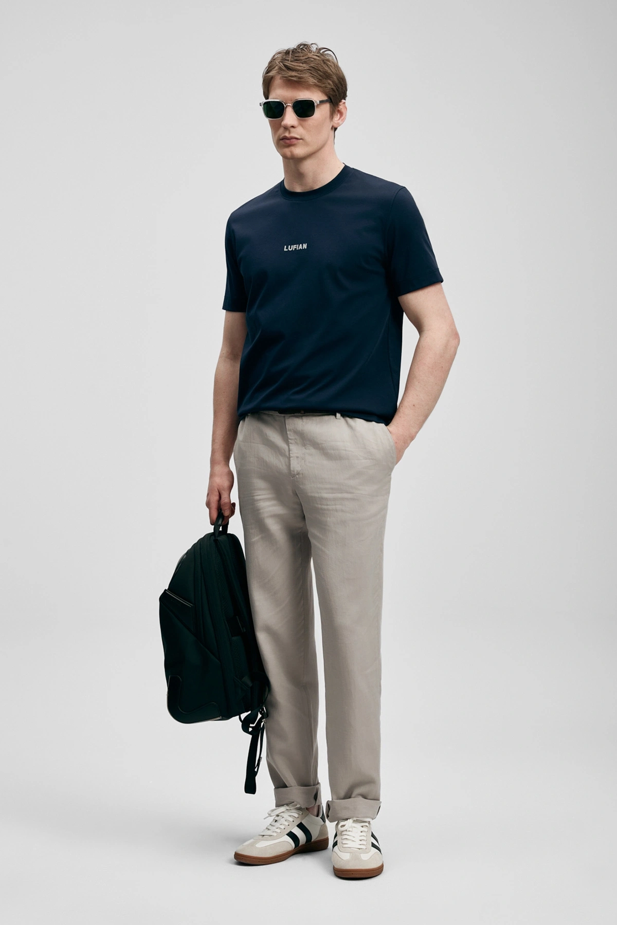 Lufian Marcus Modern Grafik T- Shirt Lacivert