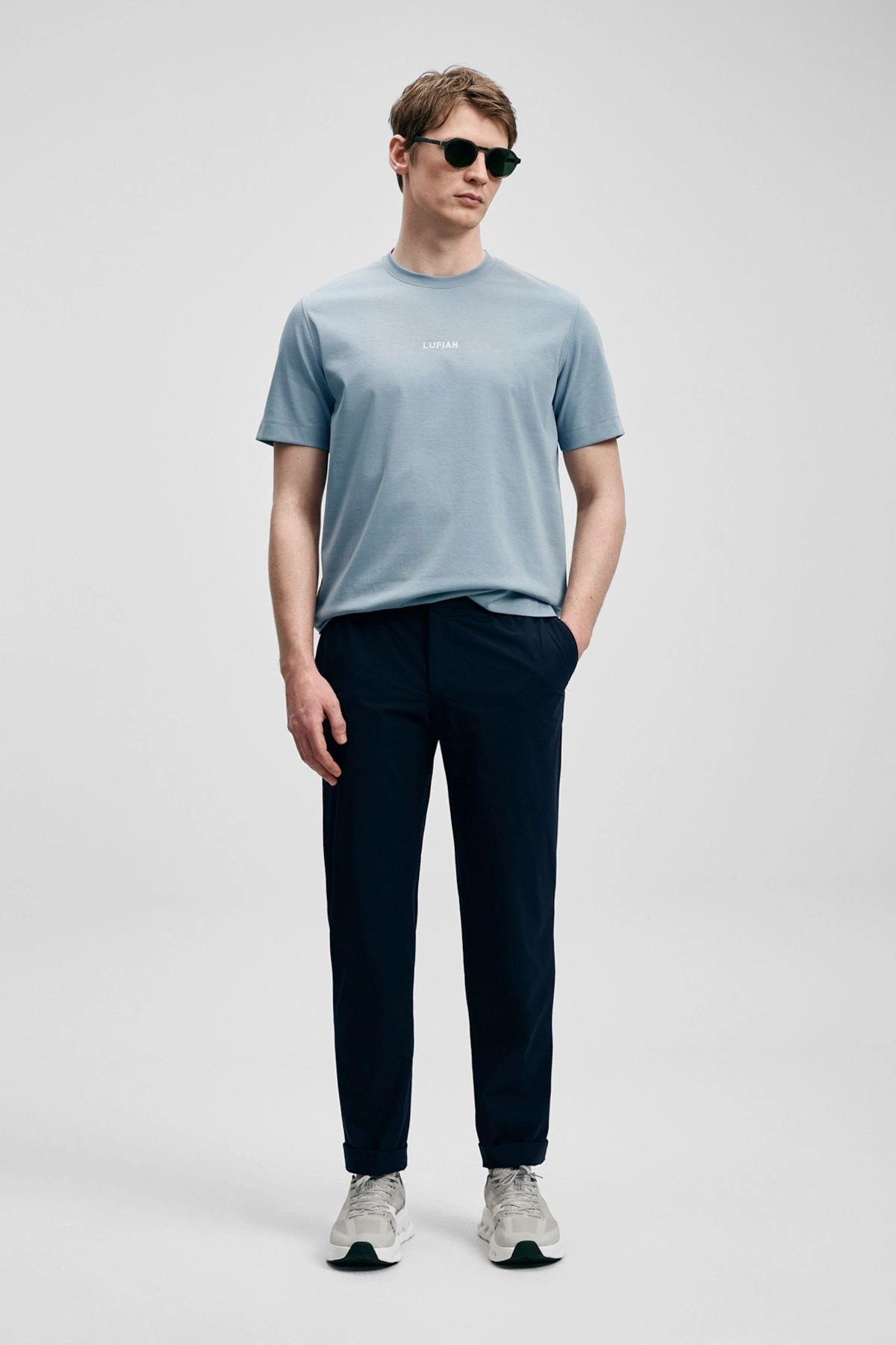 Lufian Marcus Modern Grafik T- Shirt Mavi