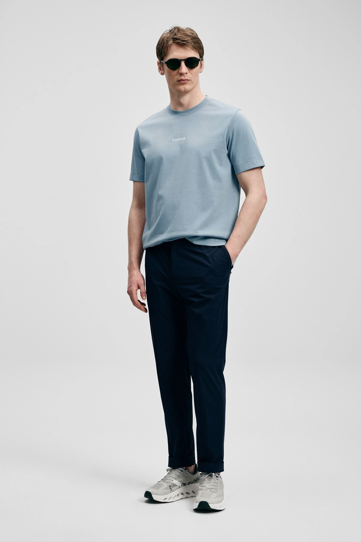 Lufian Marcus Modern Grafik T- Shirt Mavi