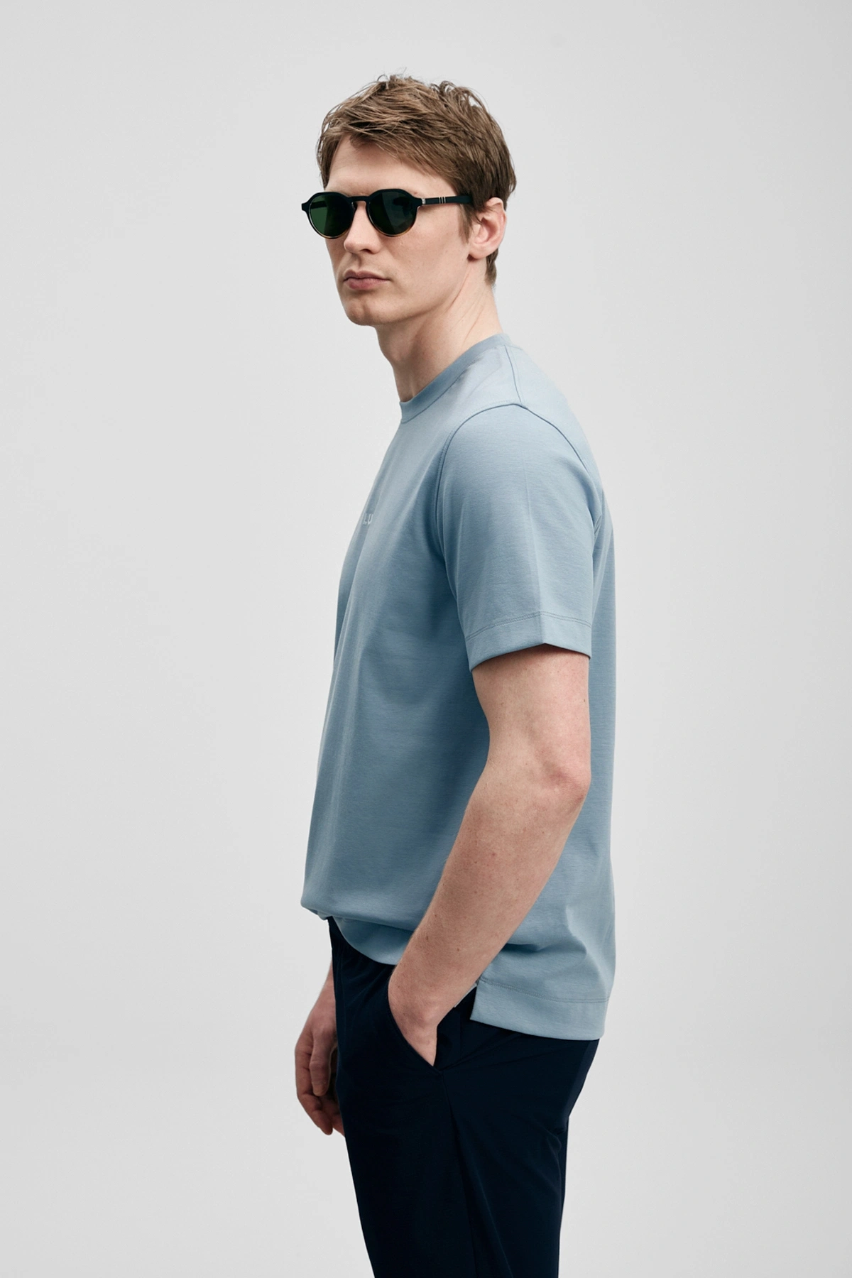 Lufian Marcus Modern Grafik T- Shirt Mavi