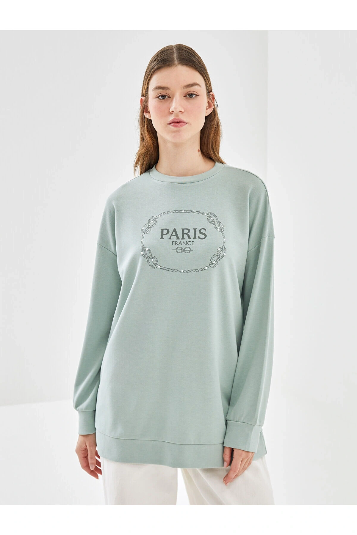 Lw - Bisiklet Yaka Baskılı Kadın Tunik