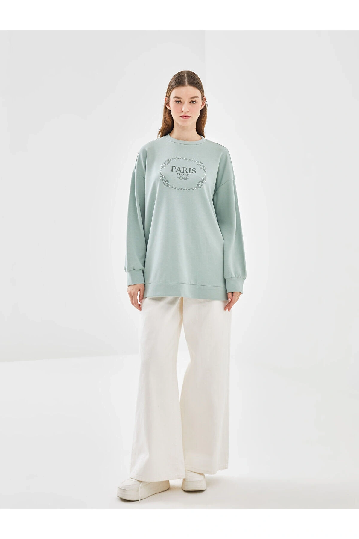 Lw - Bisiklet Yaka Baskılı Kadın Tunik