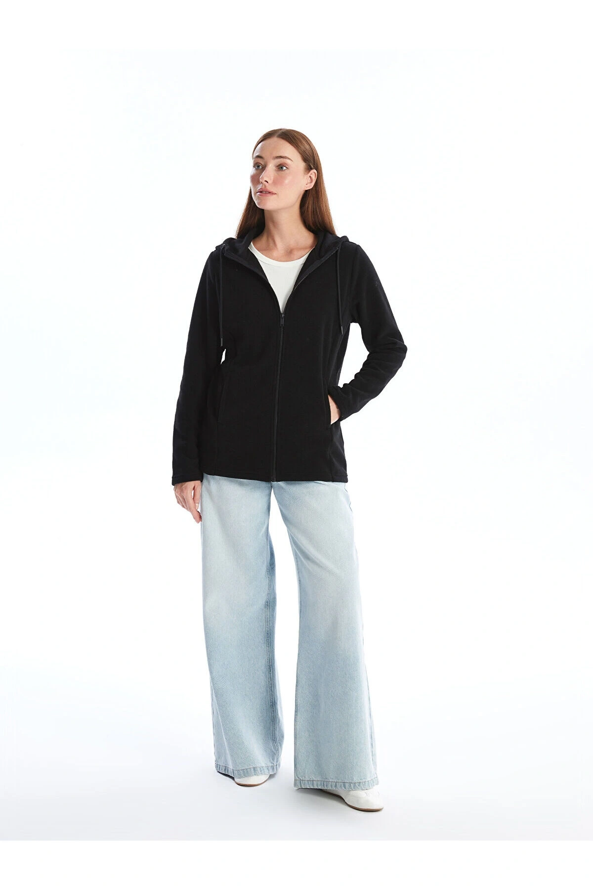 Lw - Kapüşonlu Kadın Fermuarlı Sweatshirt