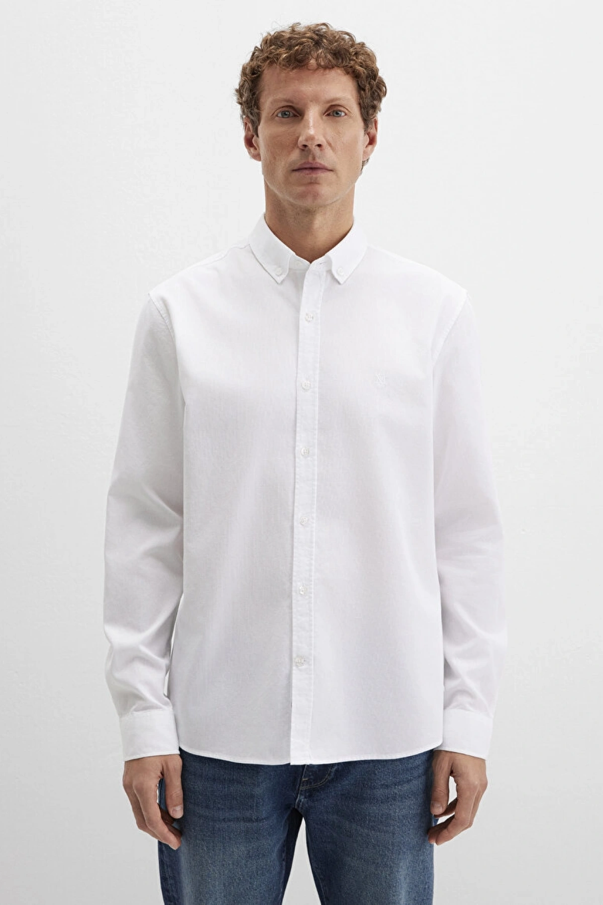 M Logo Nakışlı Beyaz Gömlek