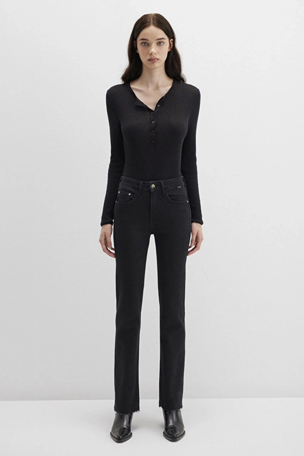 Maria Gold Premium Gri Smoke Jean Pantolon