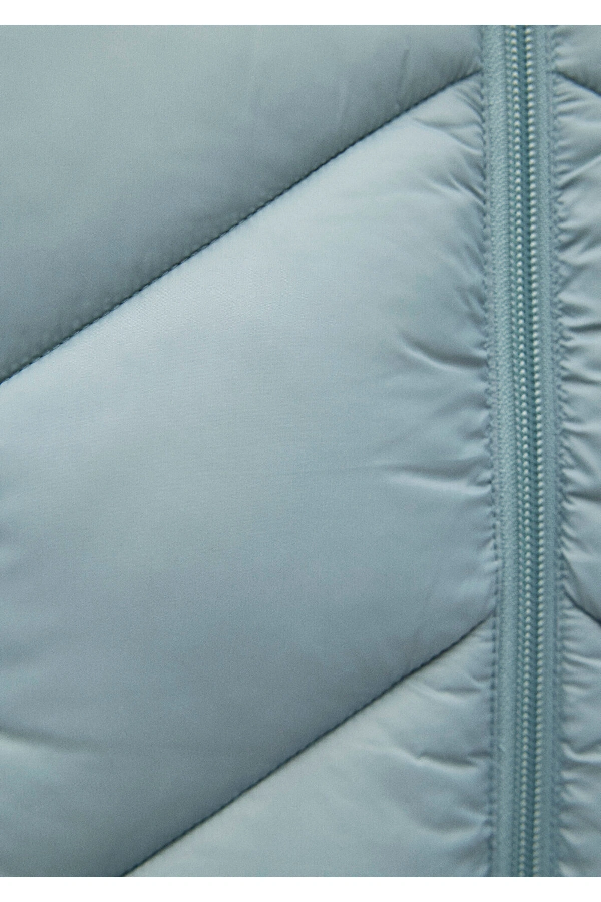 Mavi Dik Yaka Şişme Mont