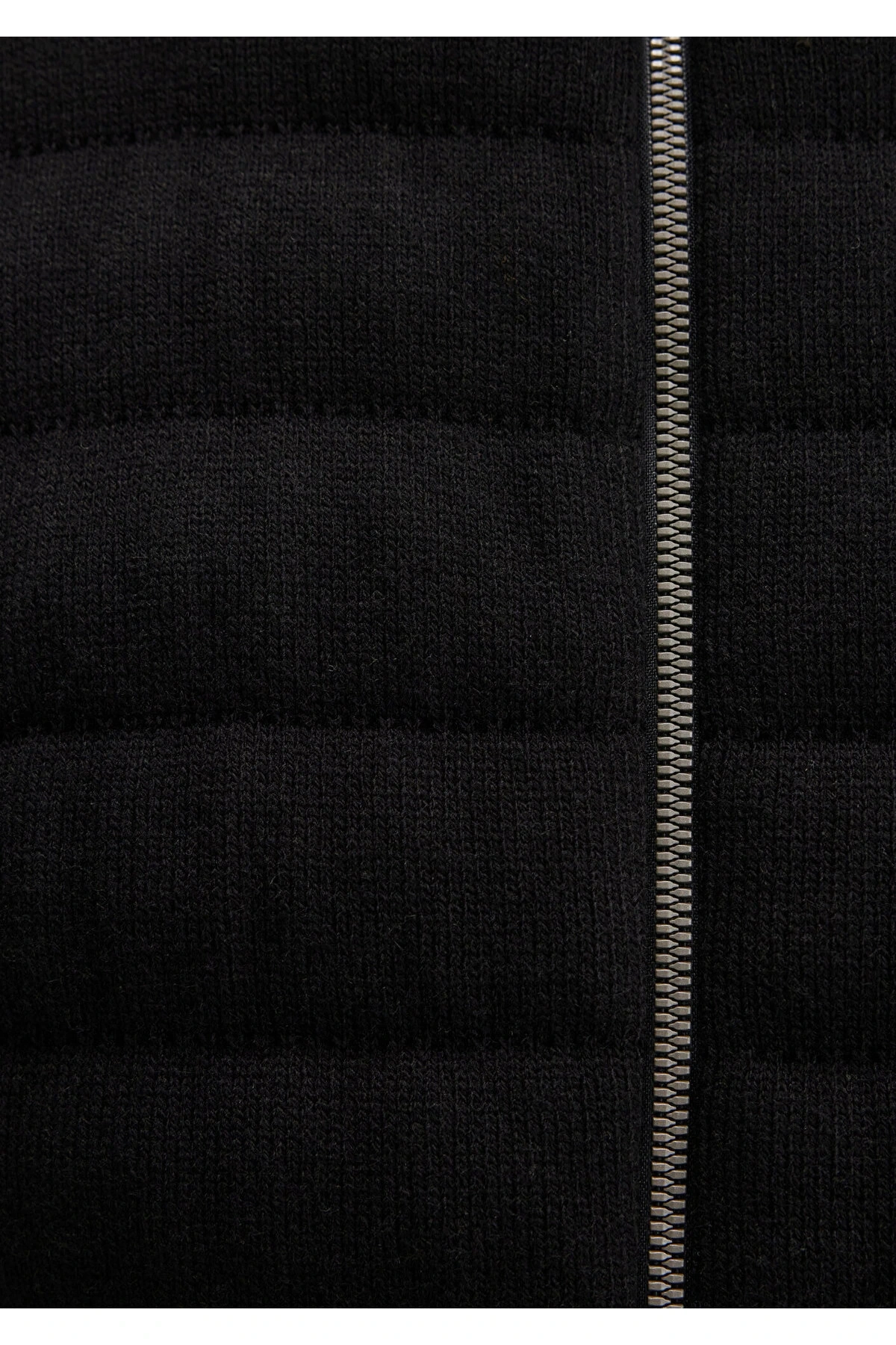 Mavi Fermuarlı Siyah Triko Hırka Slim Fit / Dar Kesim