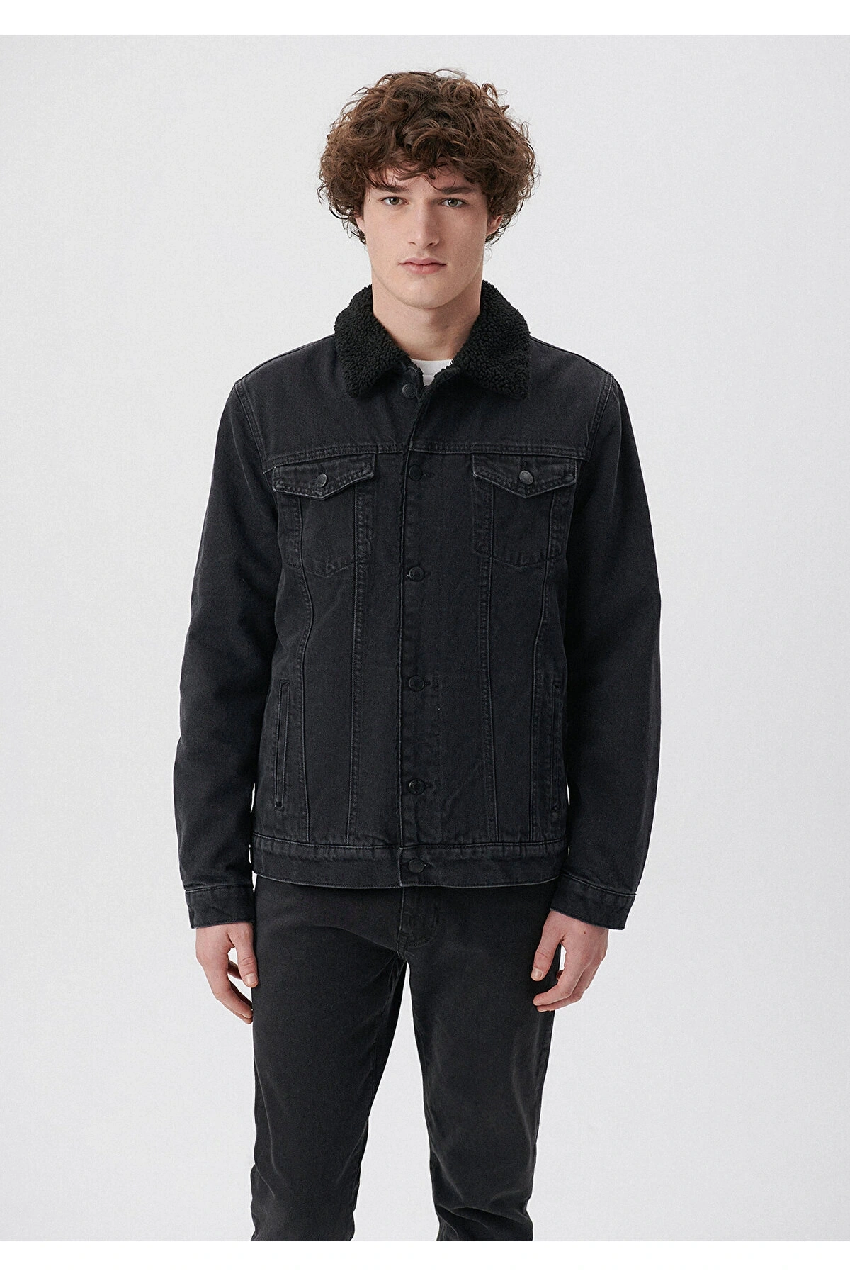 Mavi Frank 90s Gri Sherpa Jean Ceket