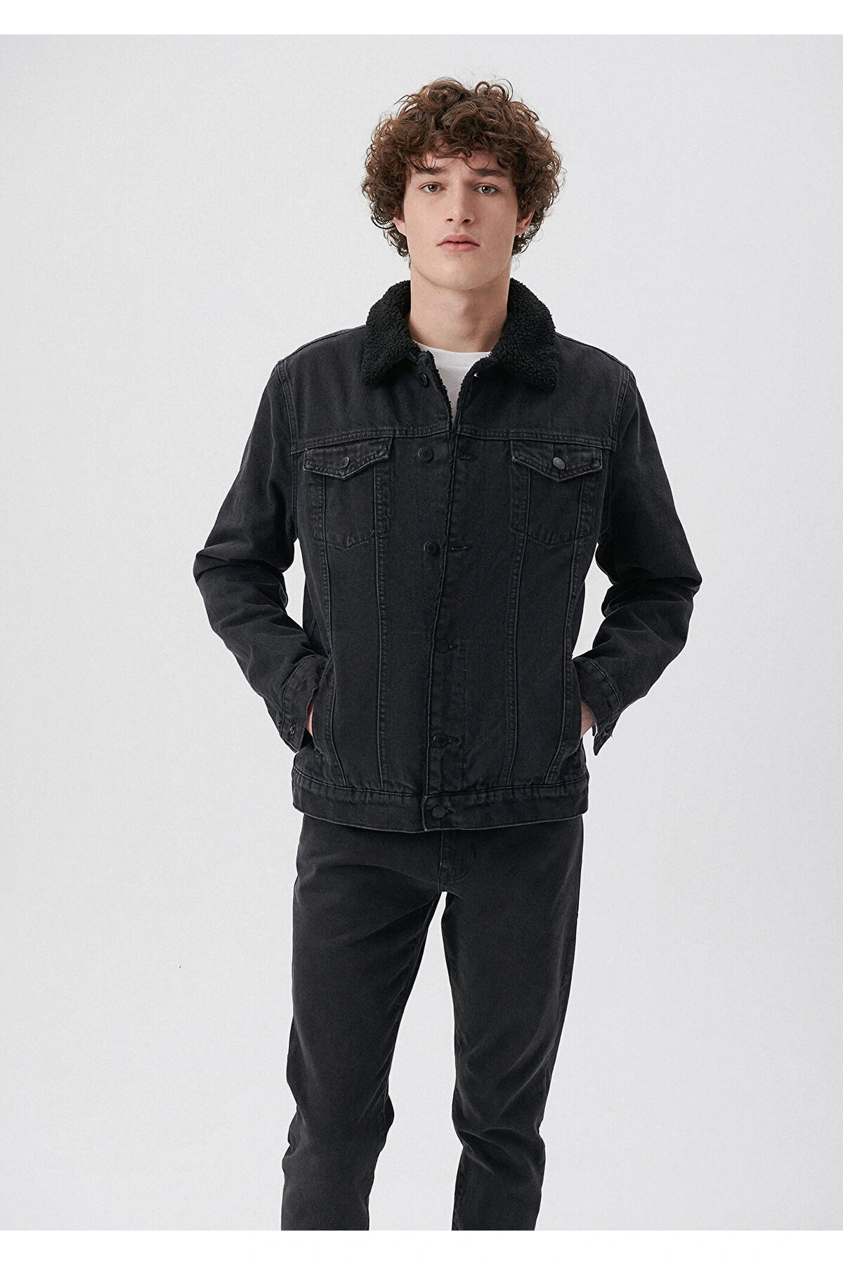 Mavi Frank 90s Gri Sherpa Jean Ceket