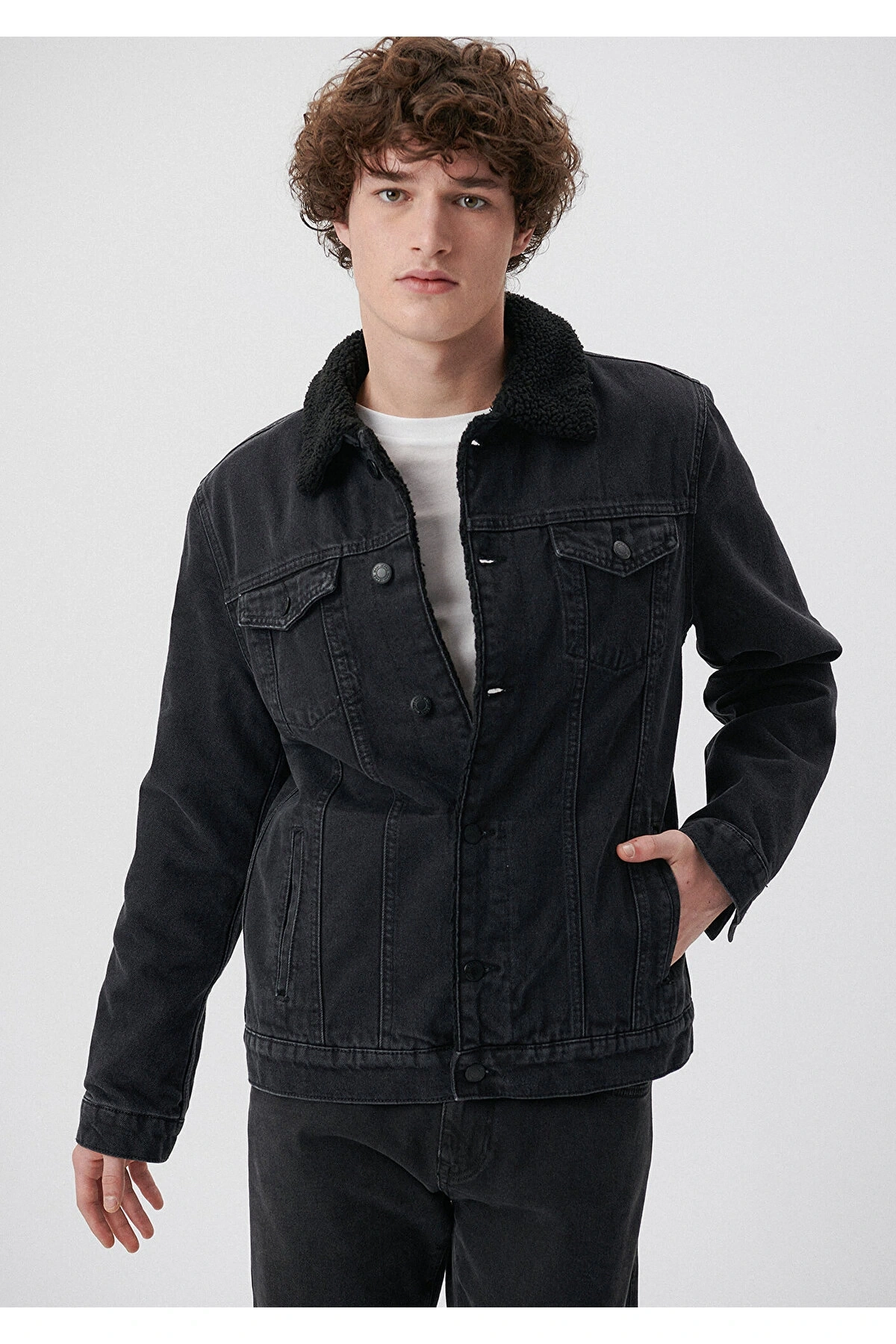 Mavi Frank 90s Gri Sherpa Jean Ceket