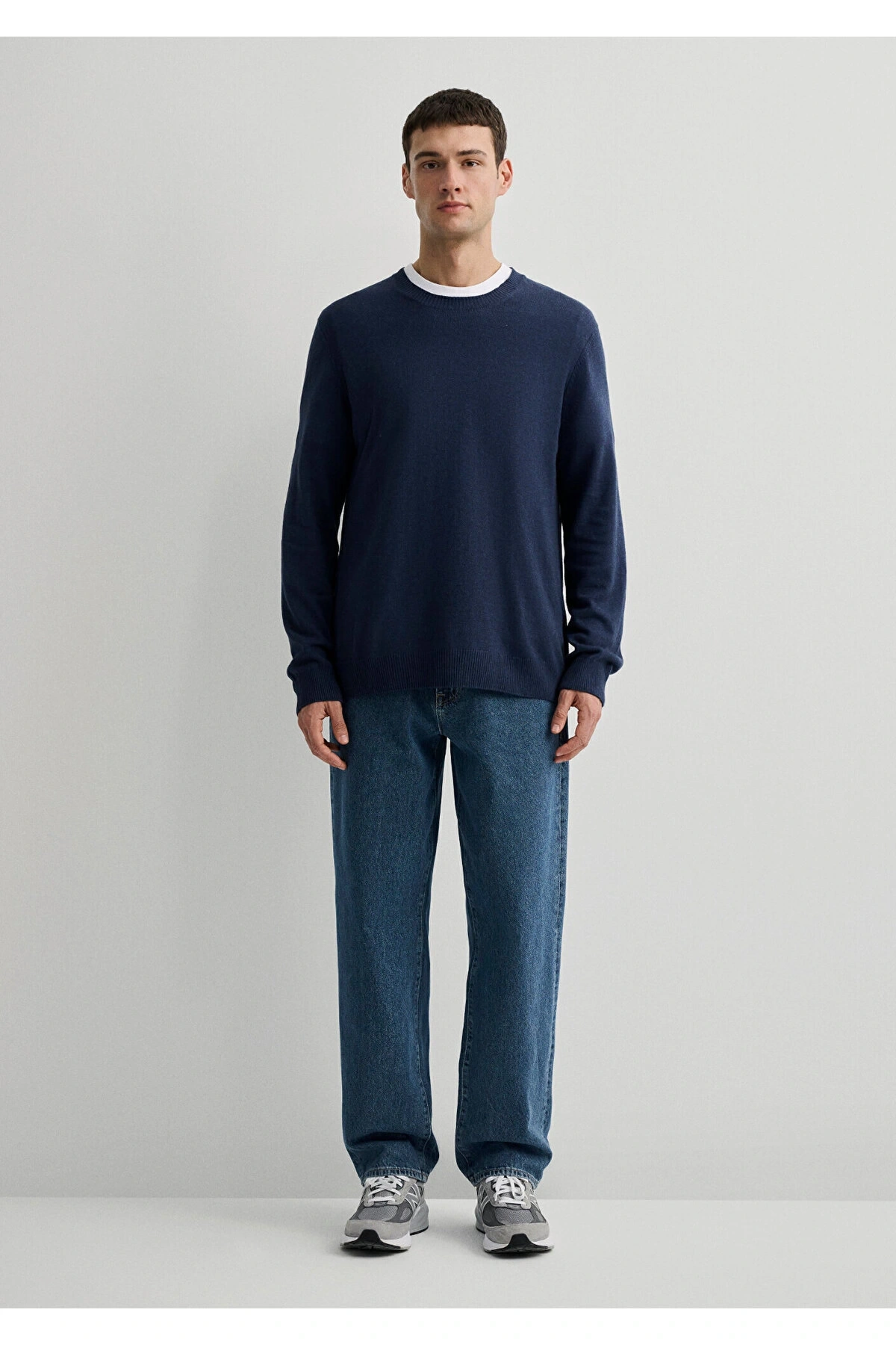 Mavi Kaşmir Karışımlı Lacivert Kazak Slim Fit / Dar Kesim