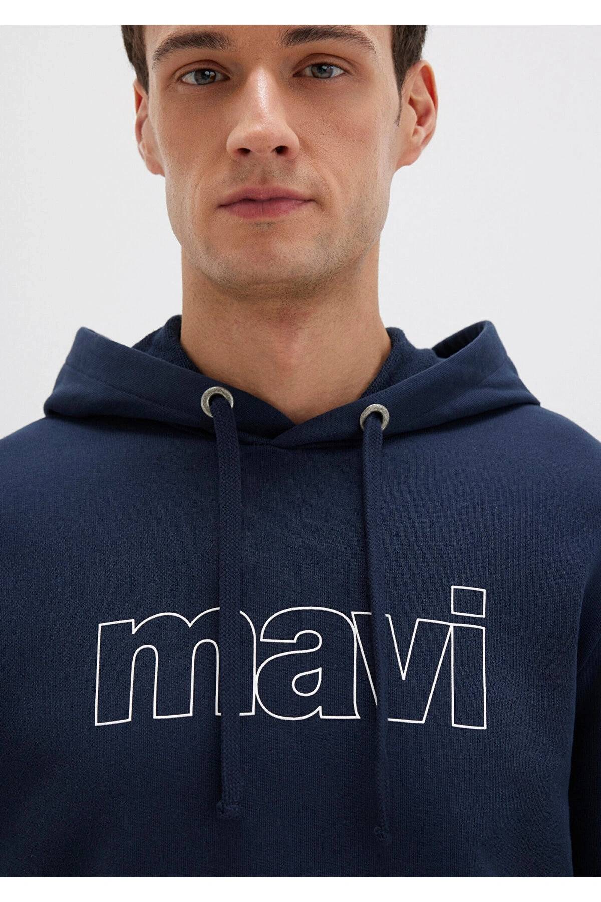 Mavi Logo Baskılı Kapüşonlu Lacivert Sweatshirt