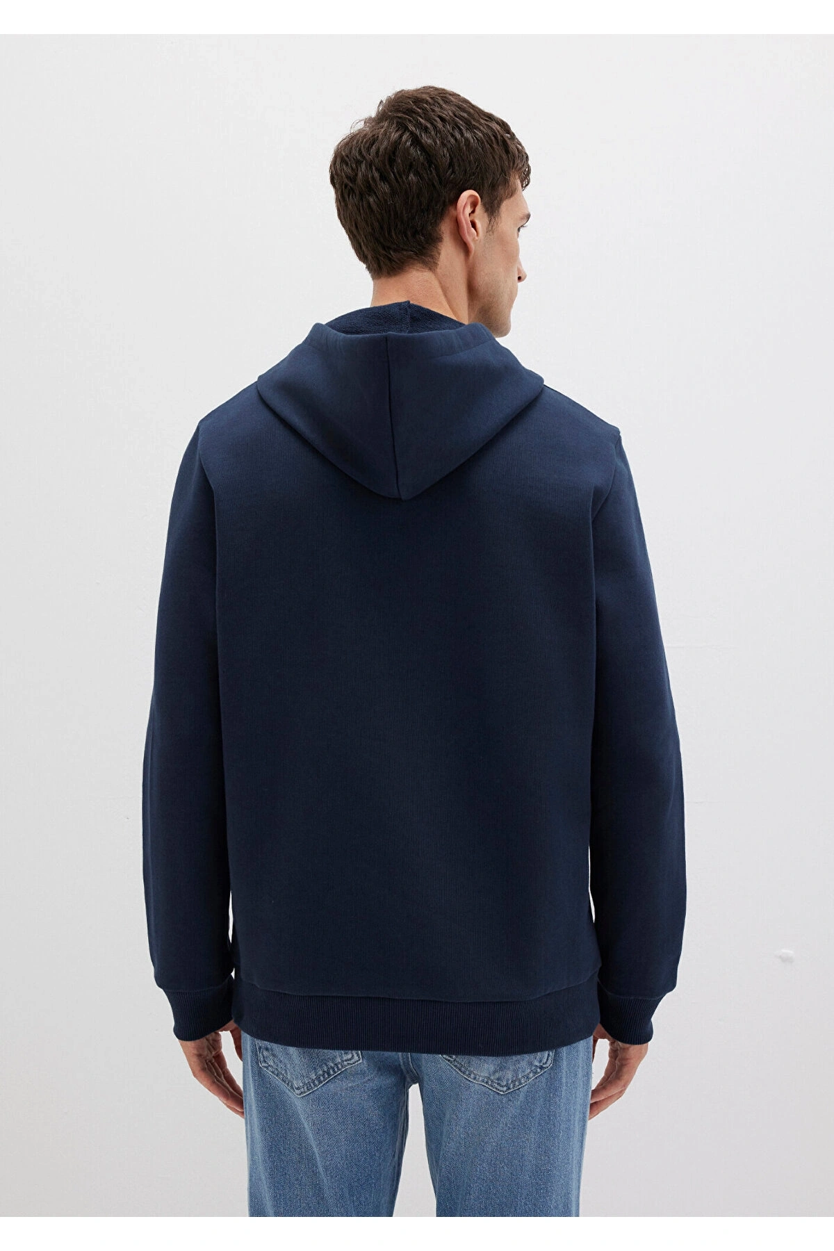 Mavi Logo Baskılı Kapüşonlu Lacivert Sweatshirt