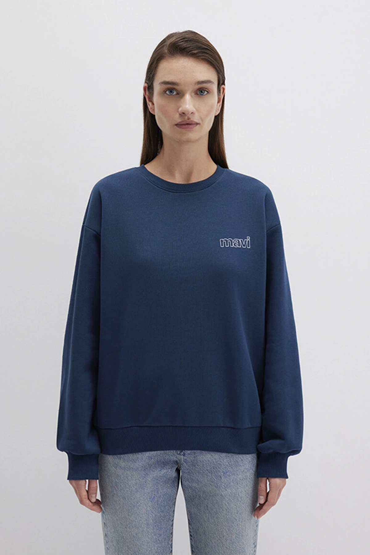 Mavi Logo Baskılı Lacivert Sweatshirt