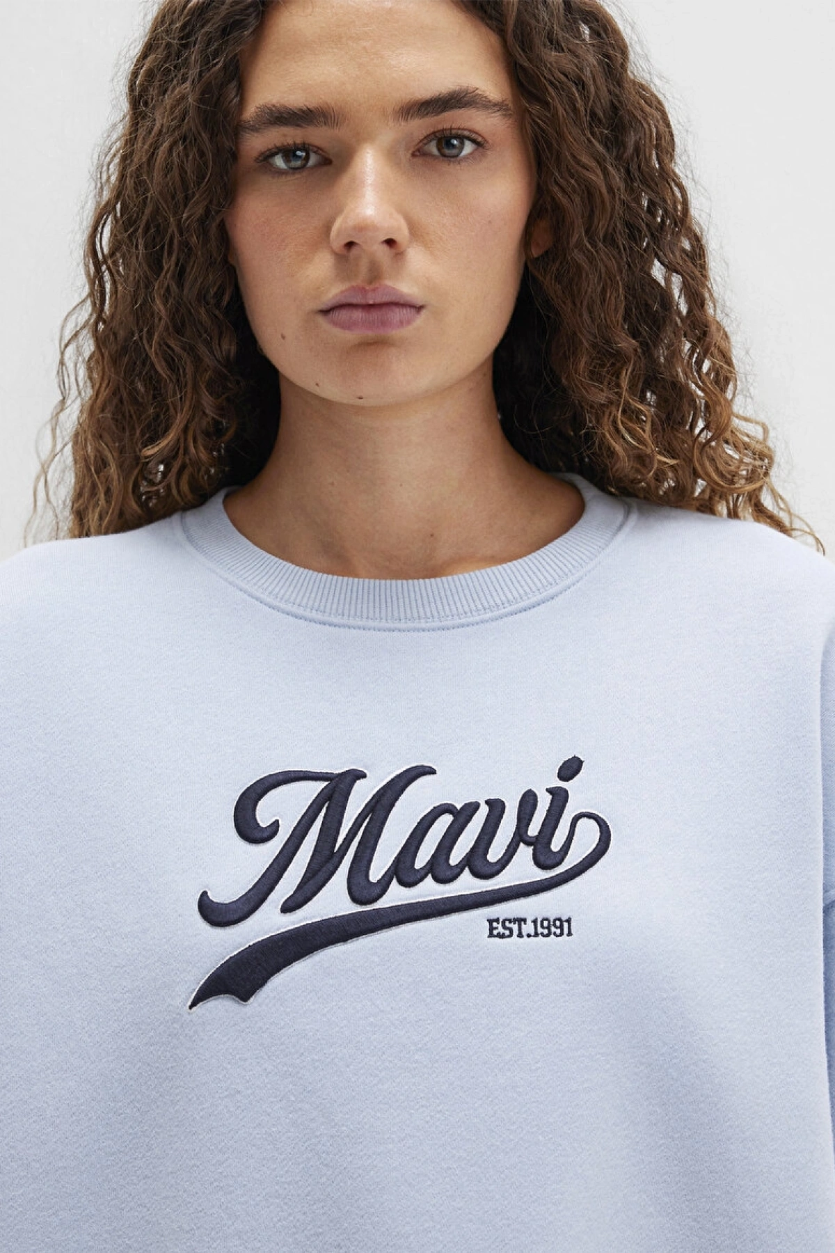 Mavi Logo Baskılı Mavi Sweatshirt
