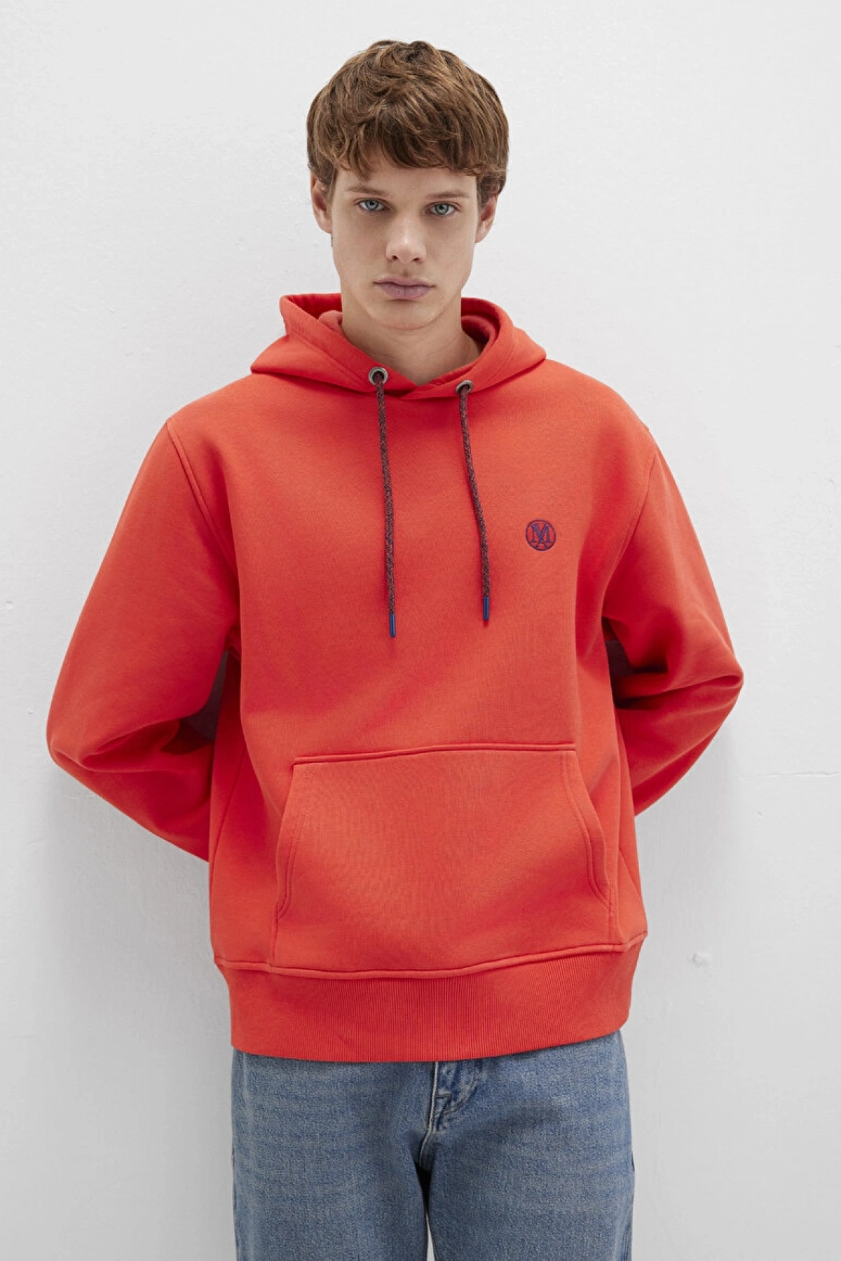 Mavi Logo Nakışlı Kapüşonlu Turuncu Sweatshirt