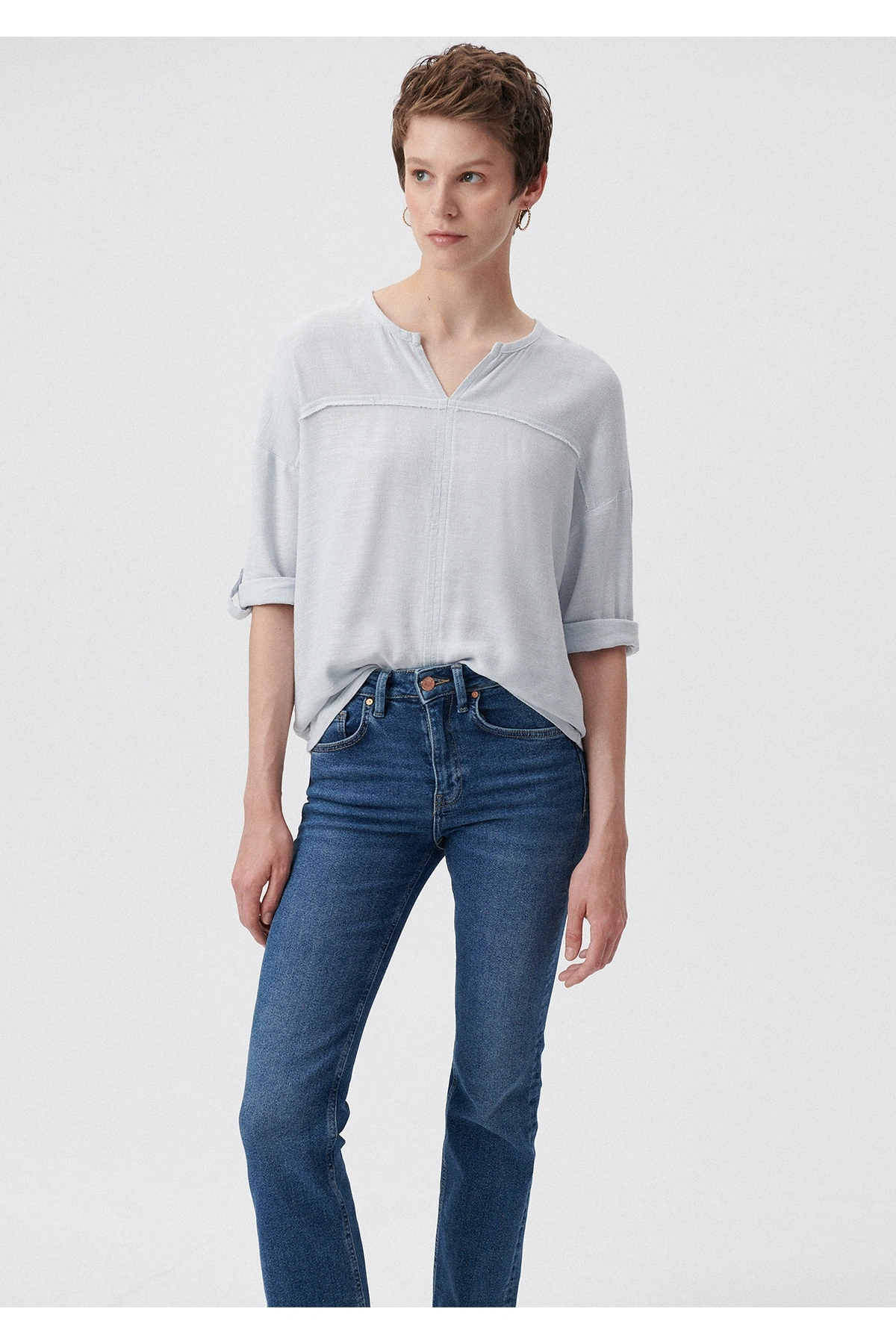 Mavi Uzun Kollu Bluz