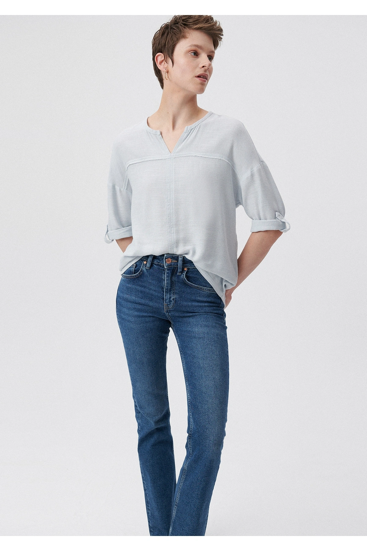 Mavi Uzun Kollu Bluz