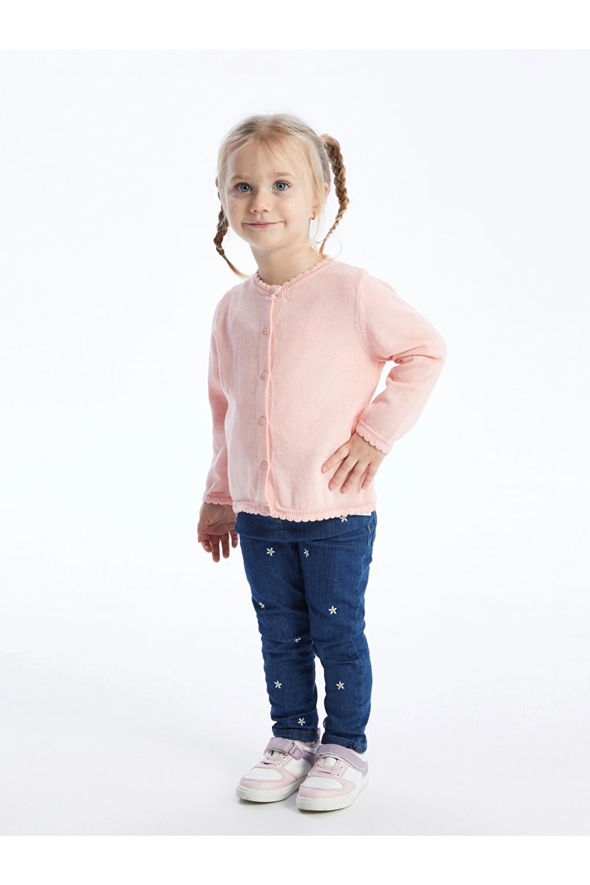 Nakış Detaylı Kız Bebek Jean Pantolon