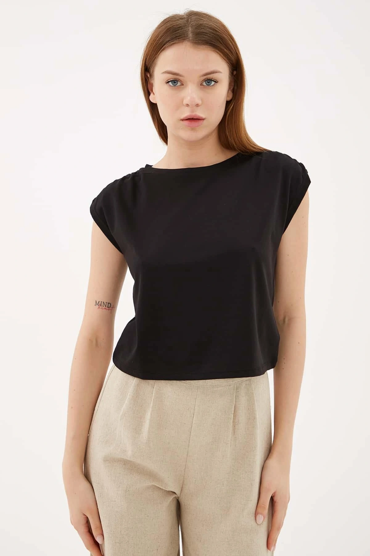 Omuz Büzgülü Bluz Siyah / Black