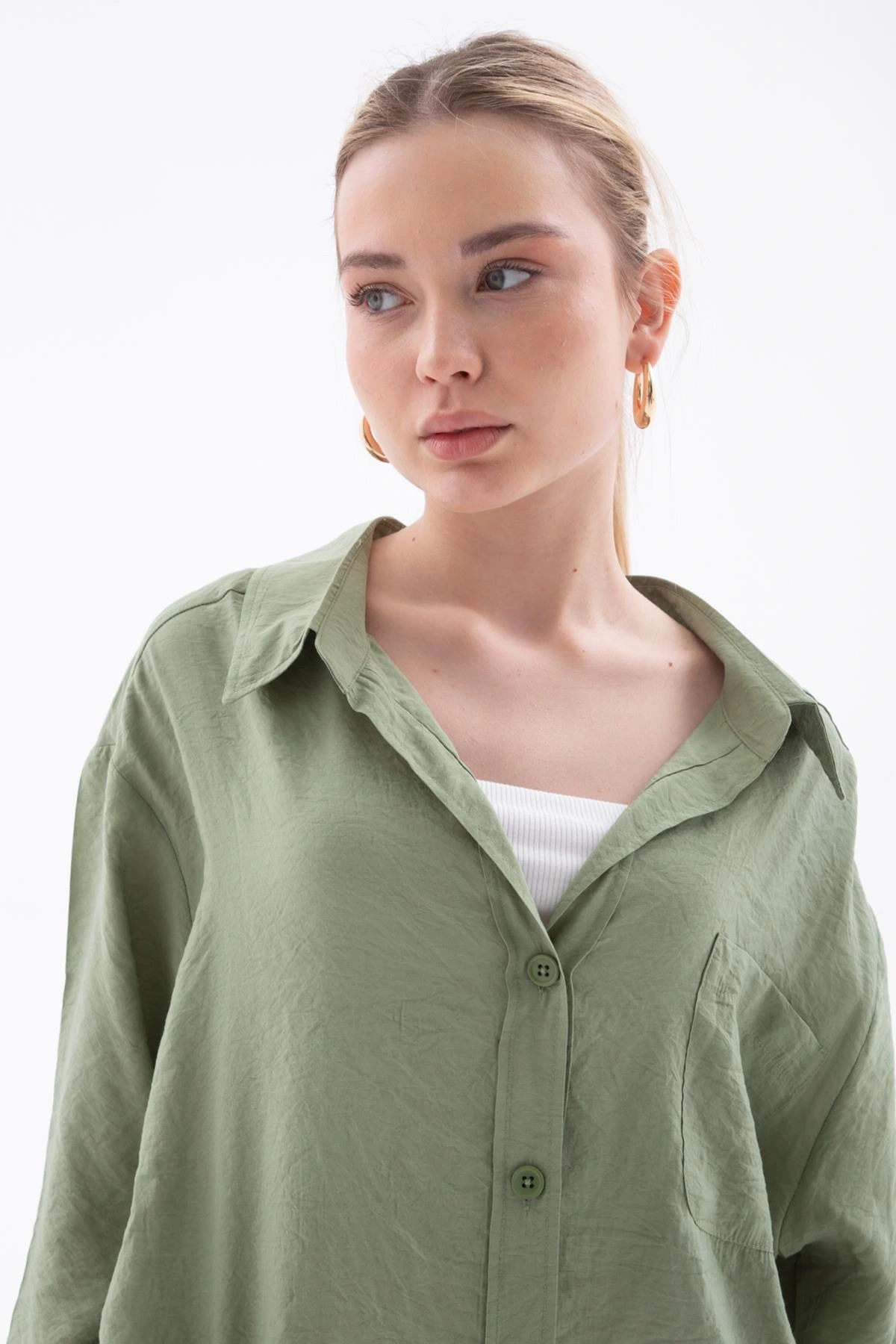 Oversize Gömlek Haki