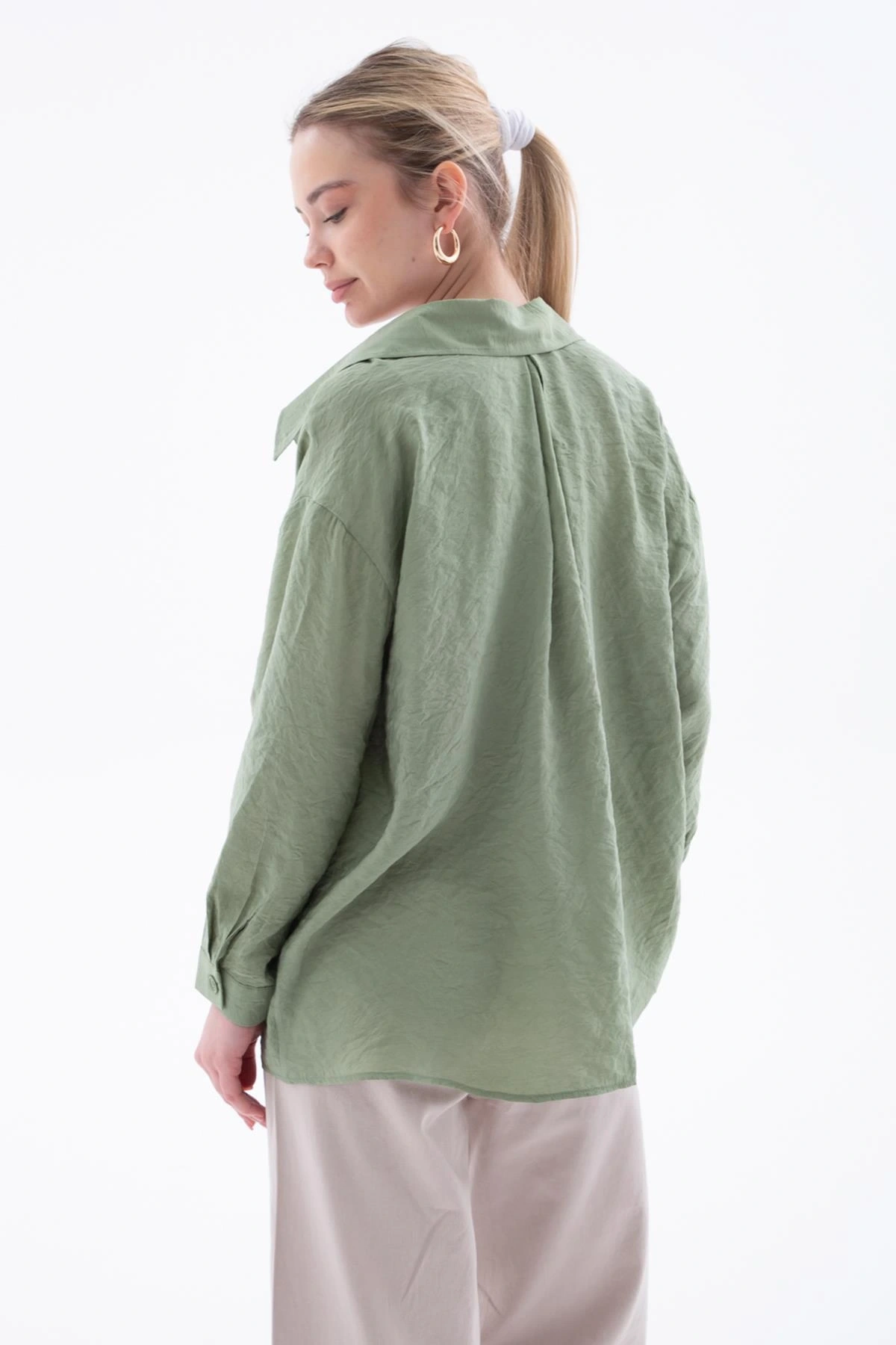 Oversize Gömlek Haki