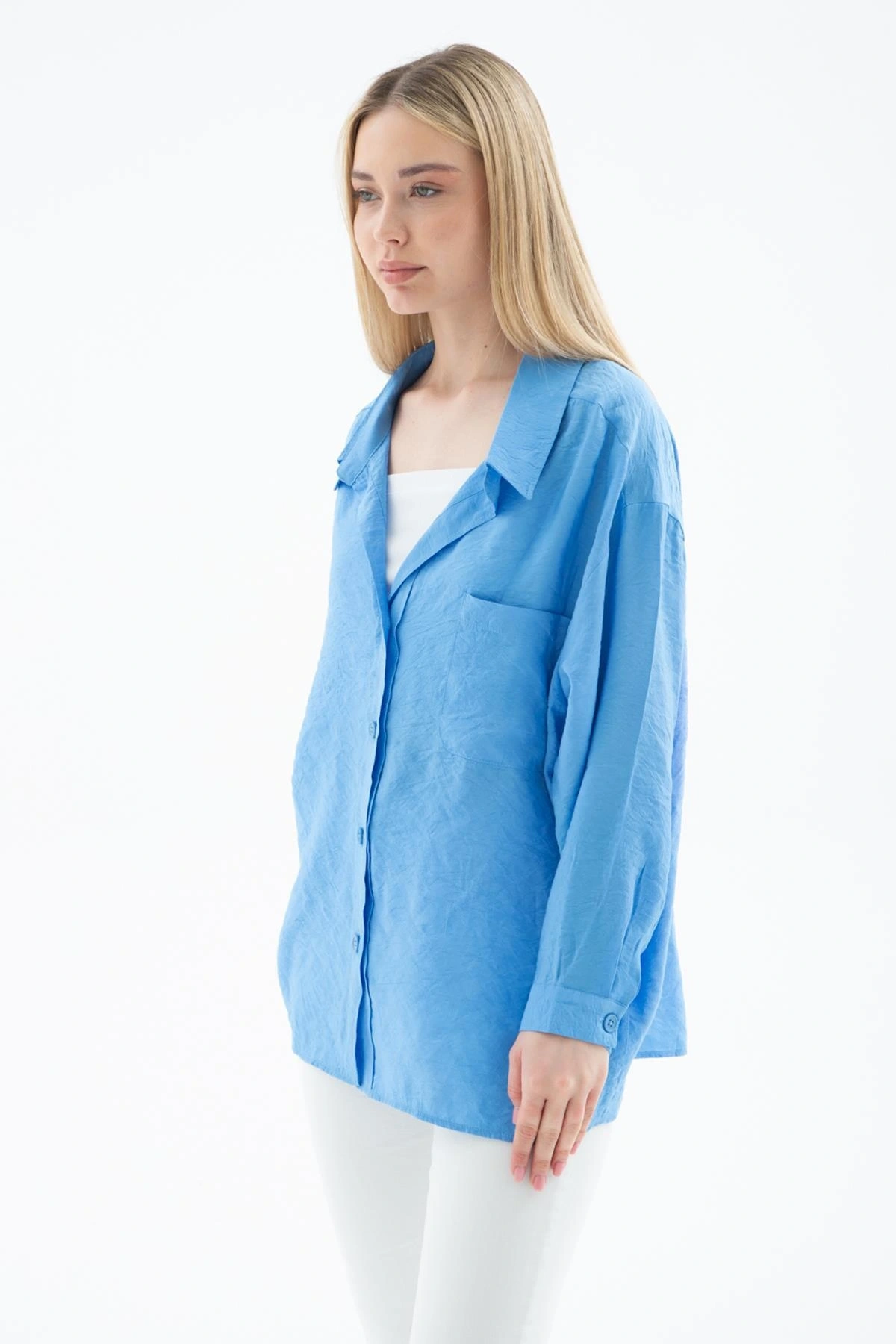 Oversize Gömlek Mavi