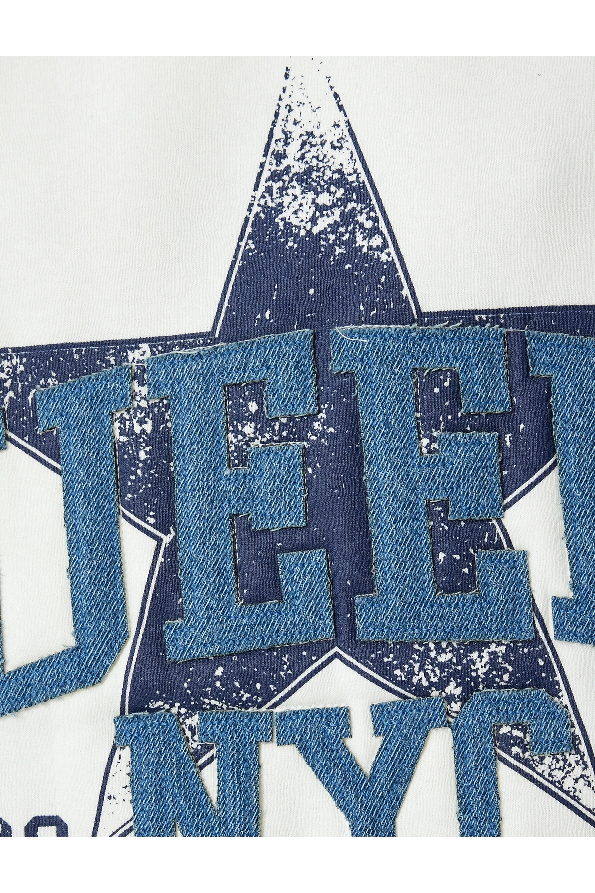 Oversize Sweatshirt Bisiklet Yaka Kolej İşlemeli Şardonlu