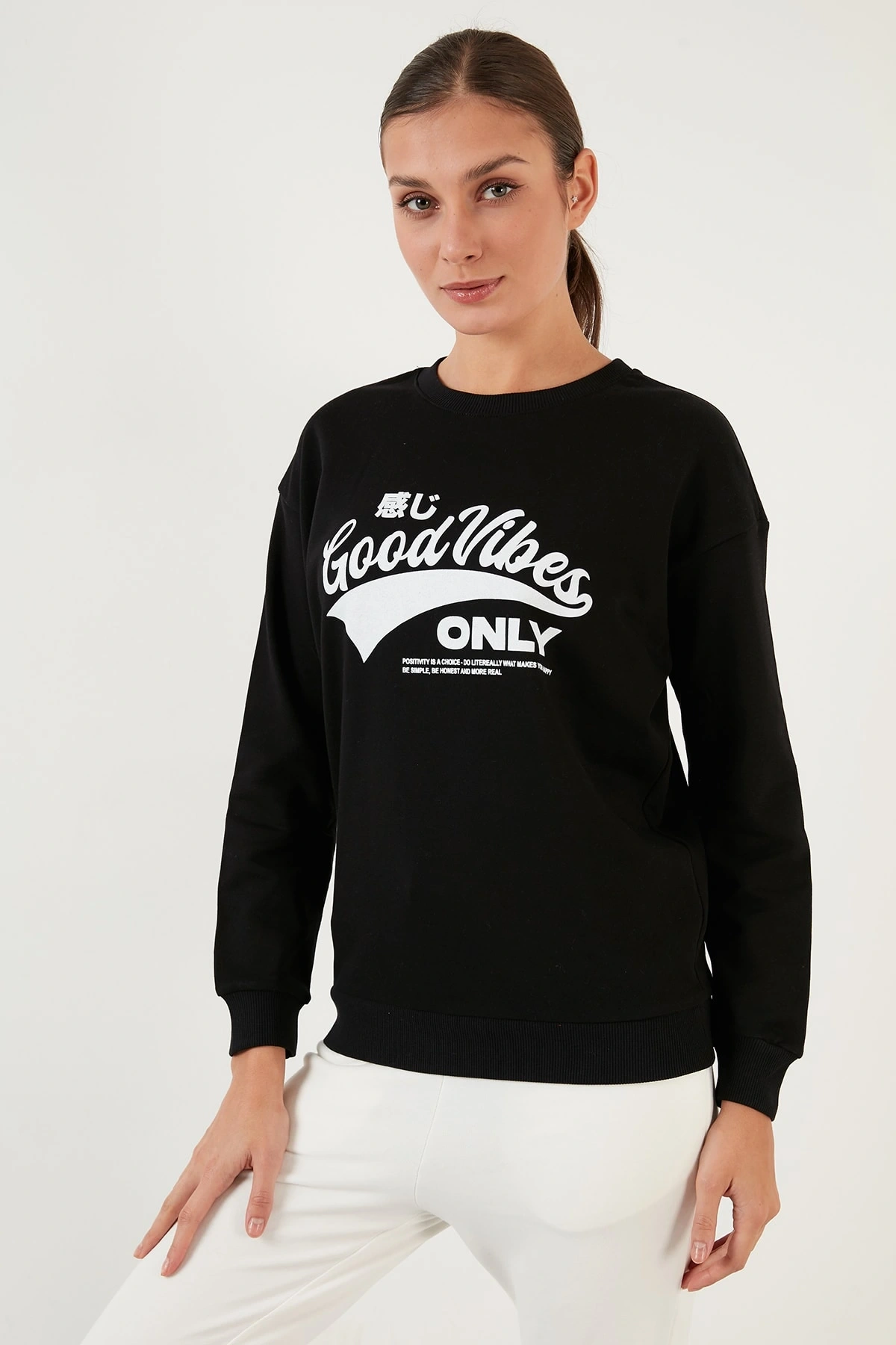 Pamuklu Baskılı Bisiklet Yaka Sweat 22k0840k1