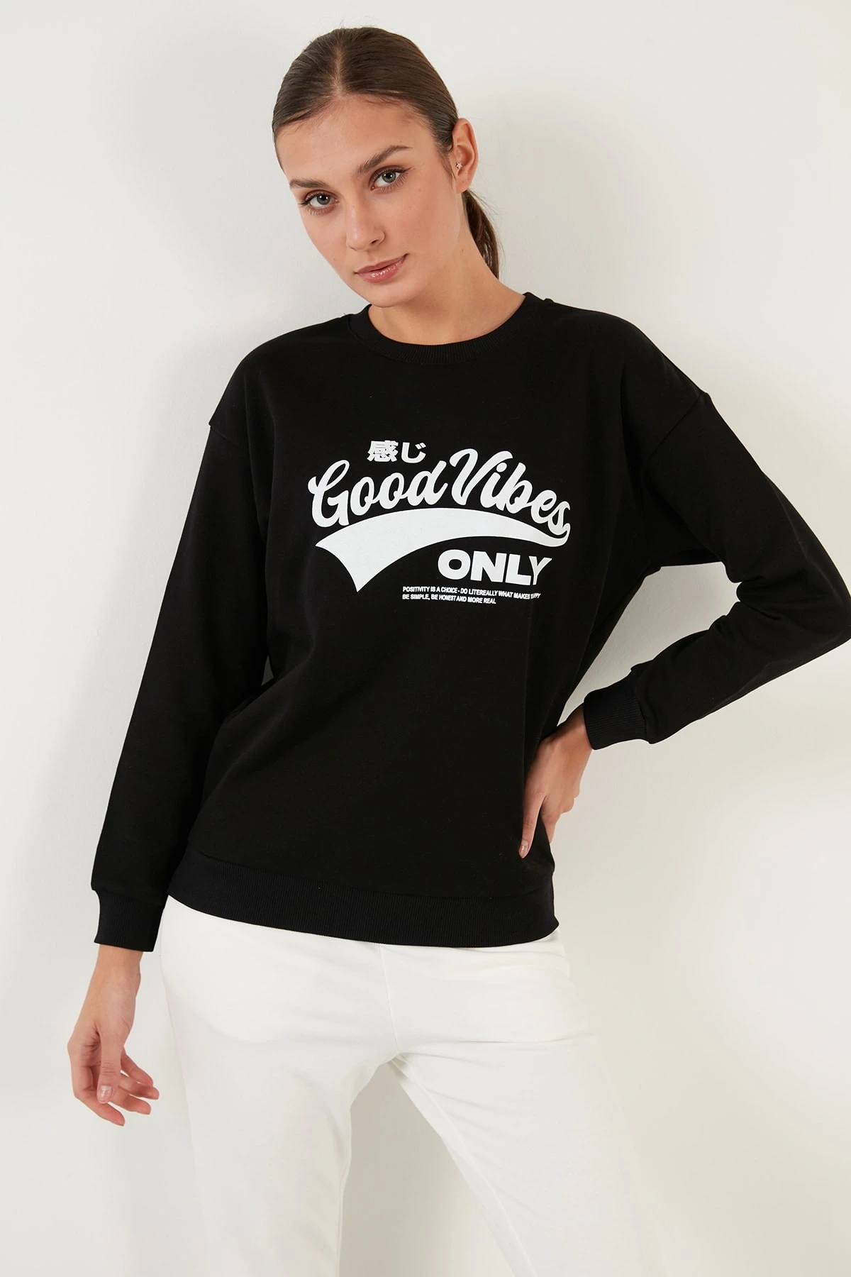 Pamuklu Baskılı Bisiklet Yaka Sweat 22k0840k1