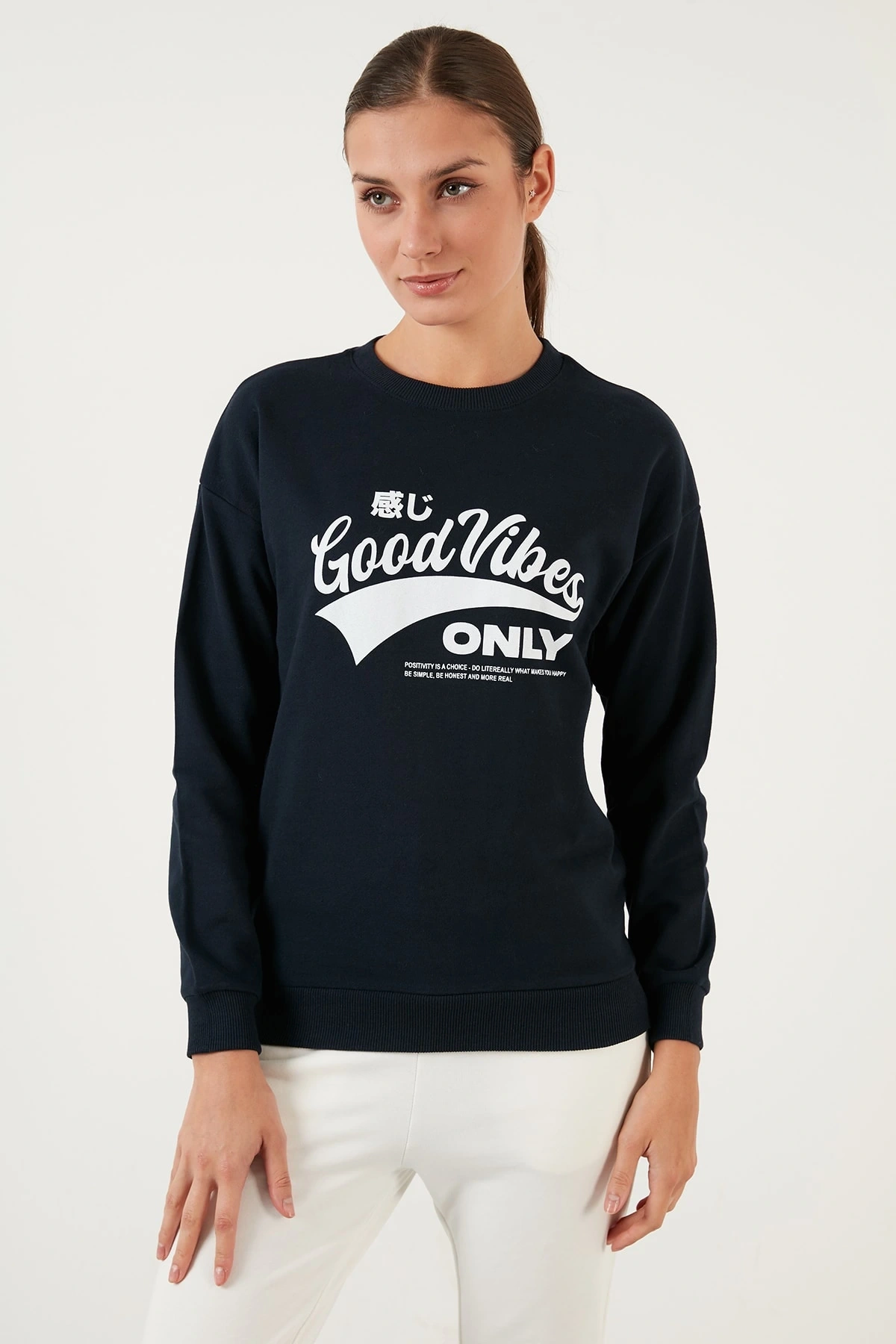 Pamuklu Baskılı Bisiklet Yaka Sweatshirt 22k0840k1