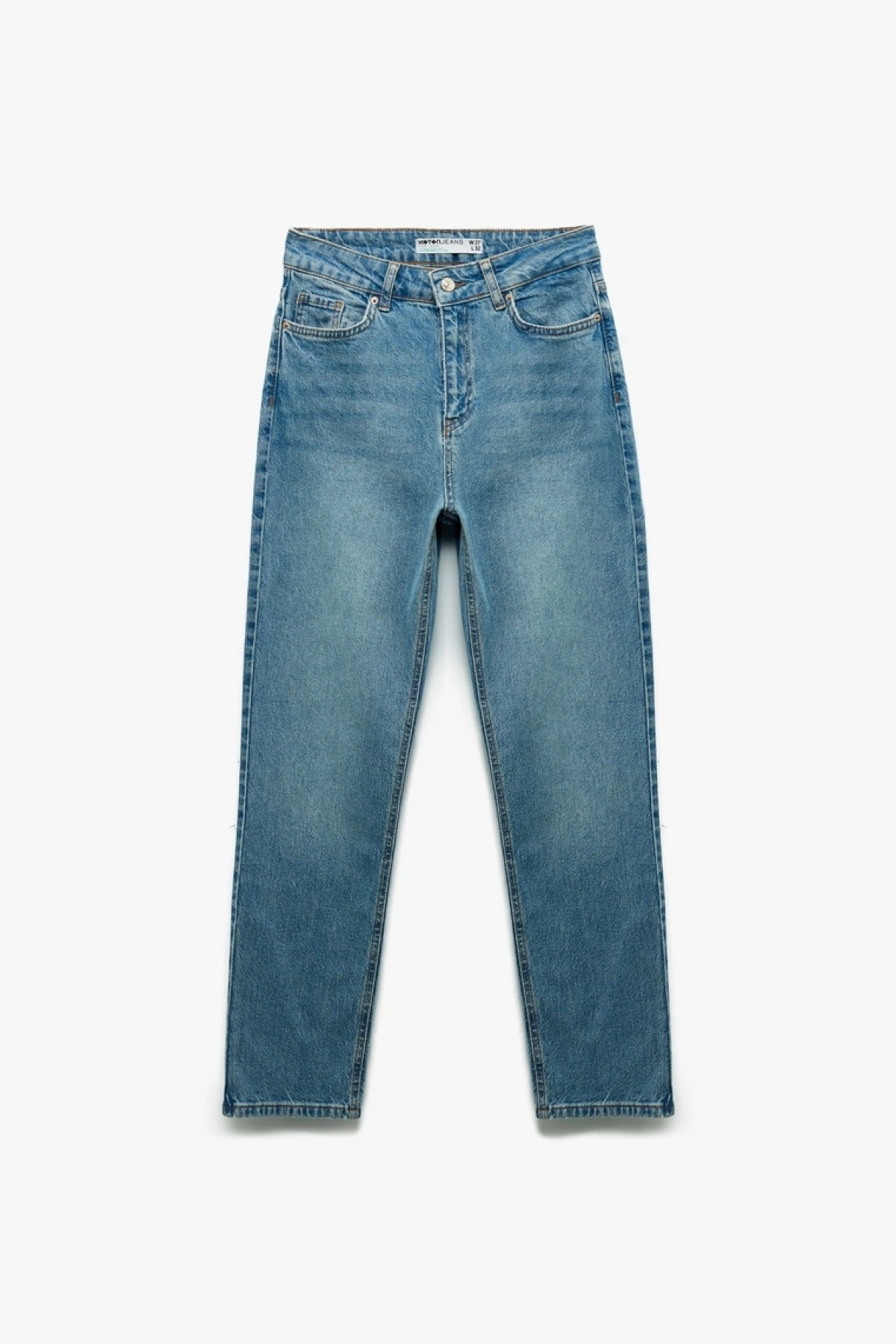 Pamuklu Düz Paça Cepli Düğmeli Jean Pantolon - Straight Jeans