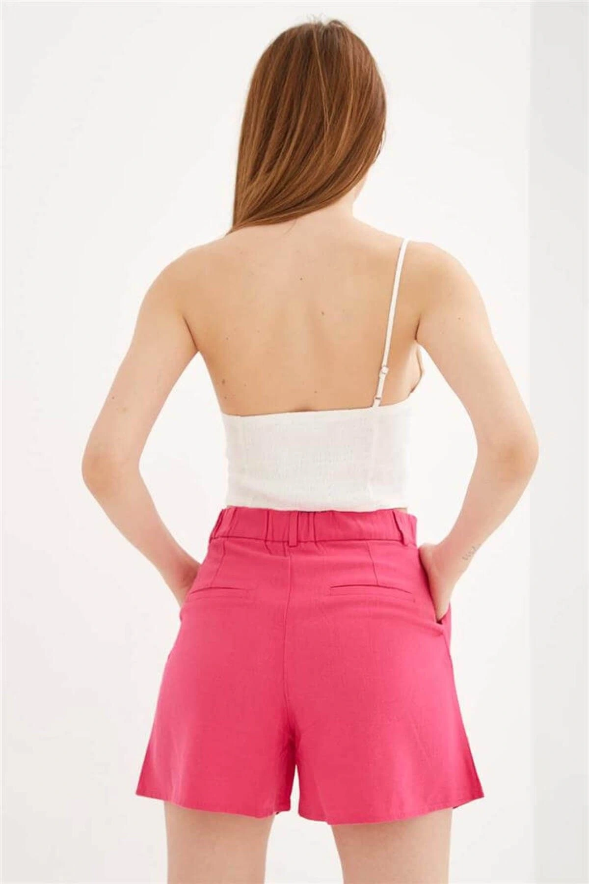 Pileli Şort Fuşya
