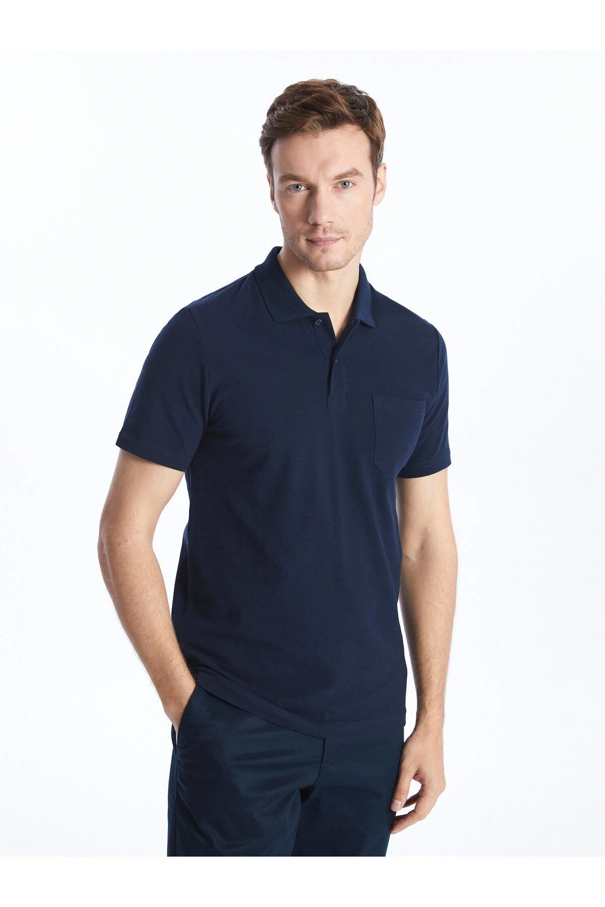 LCWAIKIKI Classic Lacivert Polo Yaka Kısa Kollu Pike Erkek Tişört