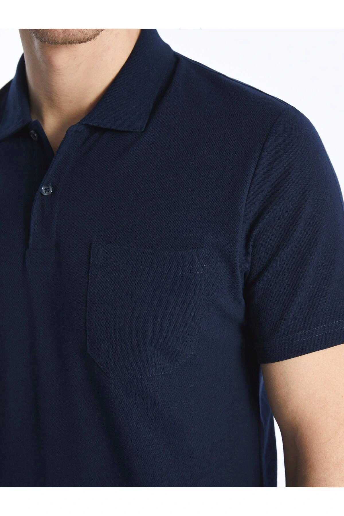 LCWAIKIKI Classic Lacivert Polo Yaka Kısa Kollu Pike Erkek Tişört
