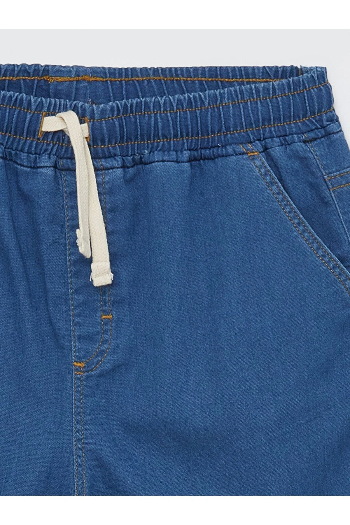 Rahat Kalıp Beli Lastikli Erkek Çocuk Jean Şort