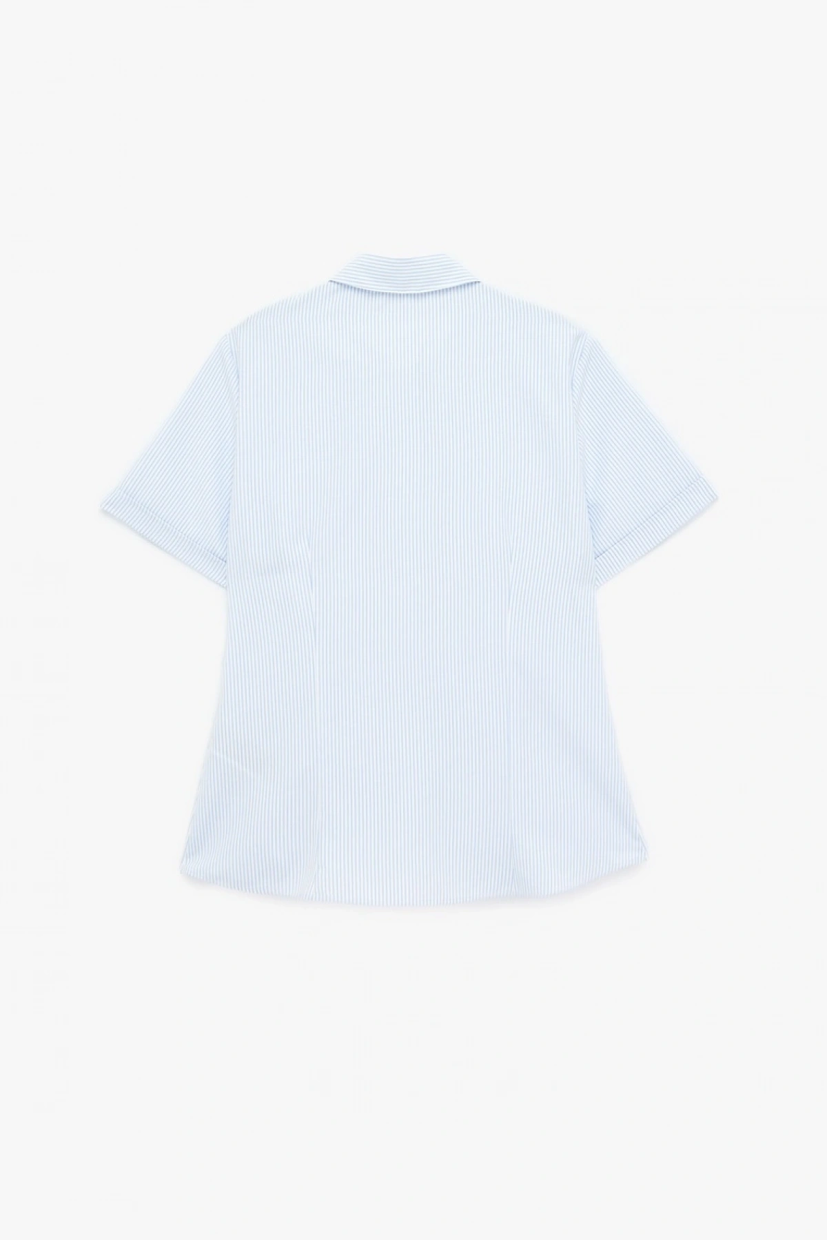Regular Fit Kısa Kollu Klasik Yaka Düğmeli Çizgili Poplin Gömlek