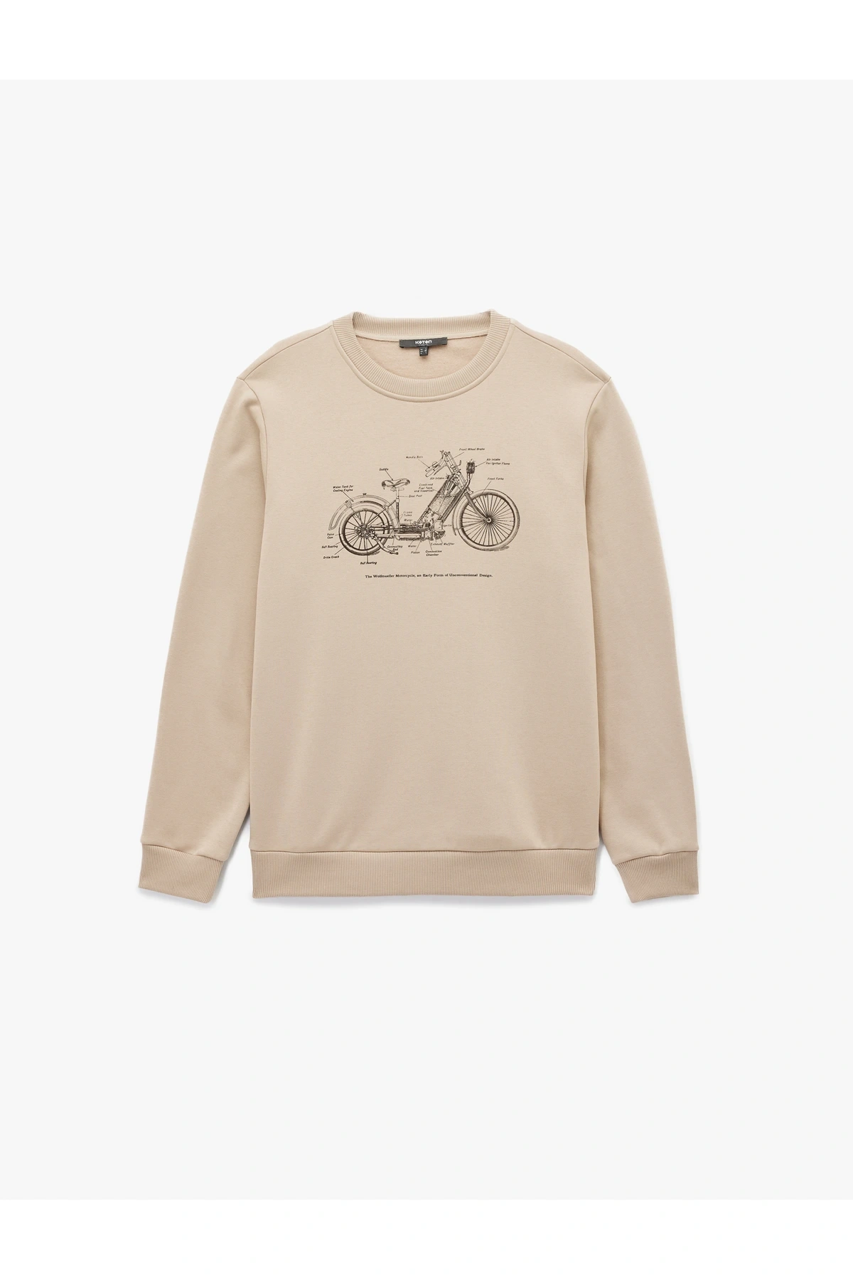 Regular Fit Uzun Kollu Şardonlu Baskılı Bisiklet Yaka Sweatshirt