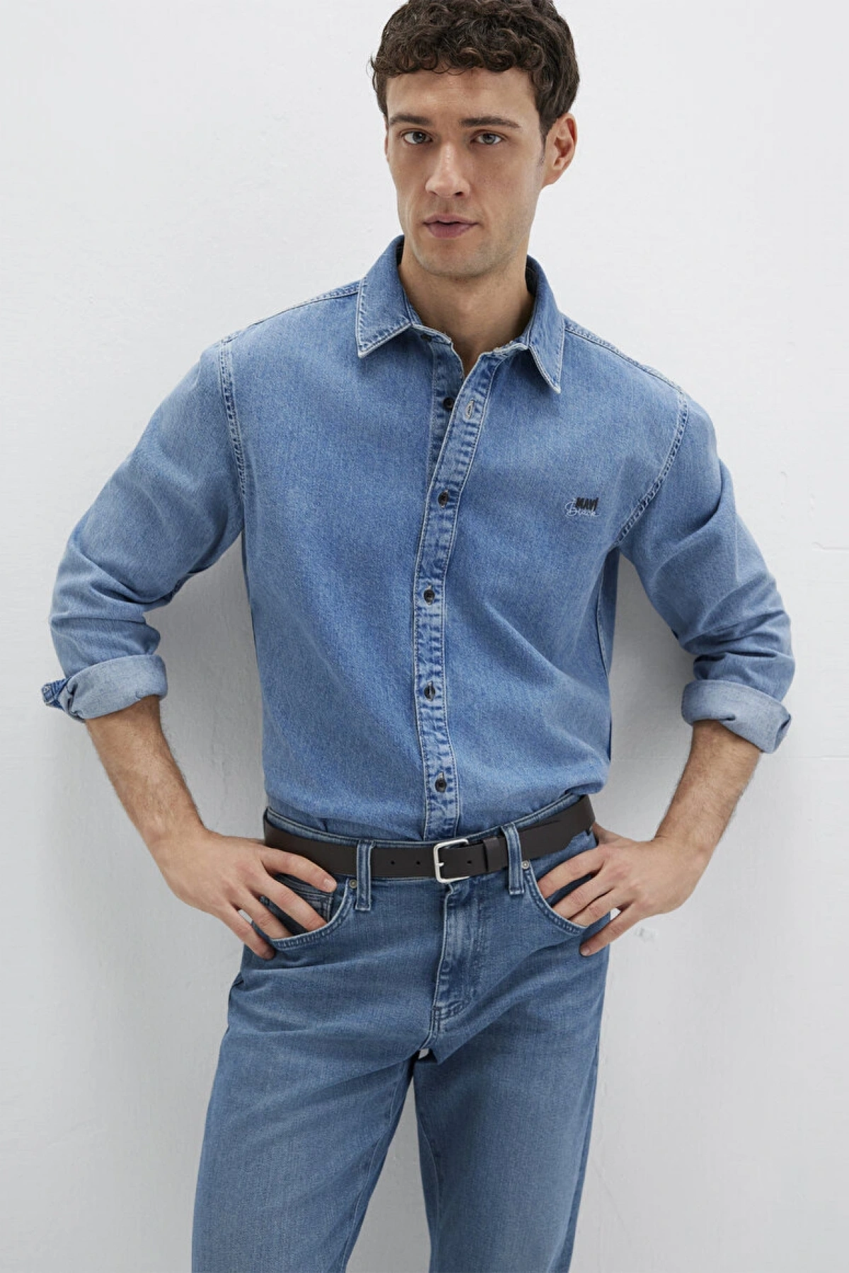 Roy Lux Black Puslu Açık Mavi Jean Gömlek