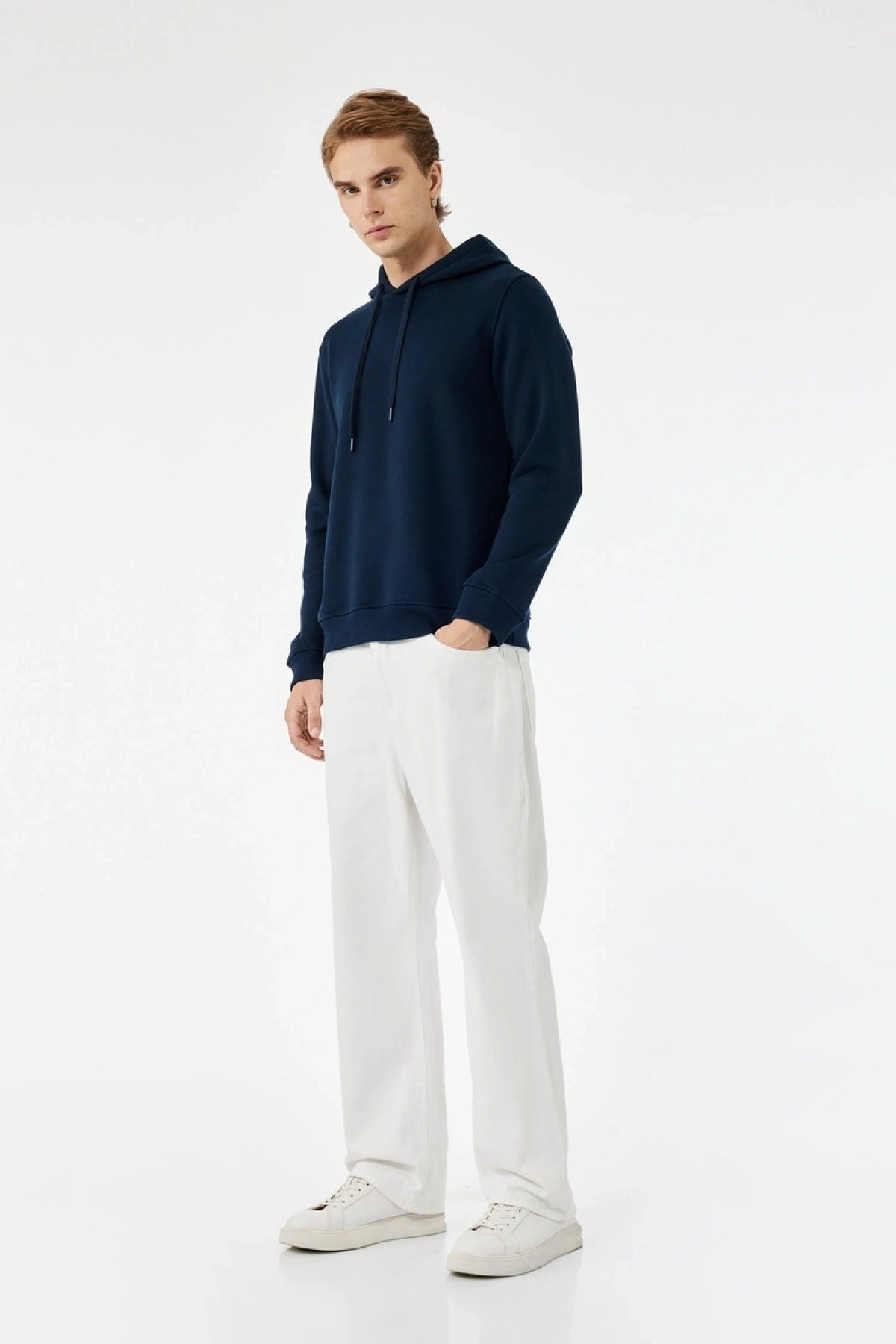 Şardonlu Uzun Kollu Basic Kapşonlu Sweatshirt