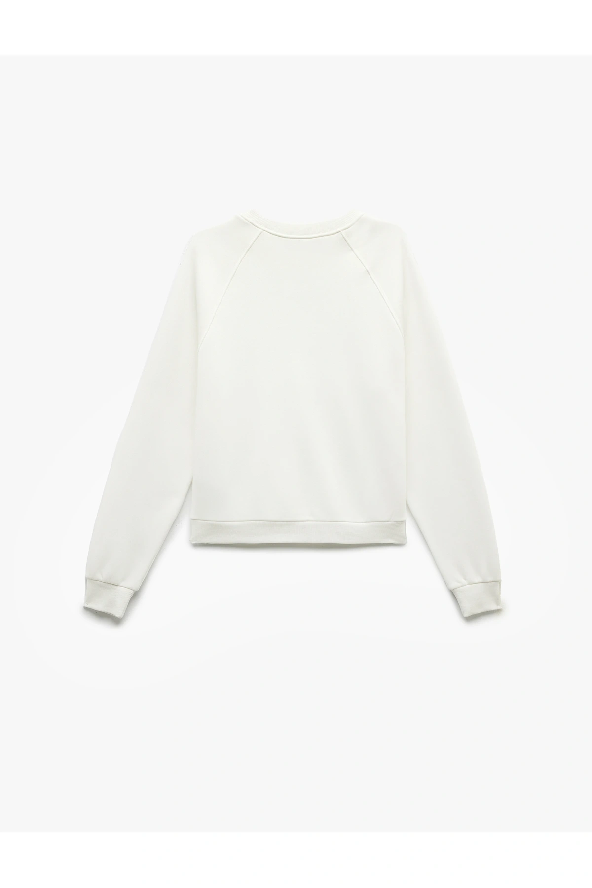 Şardonlu Uzun Kollu Bisiklet Yaka Basic Oversize Sweatshirt