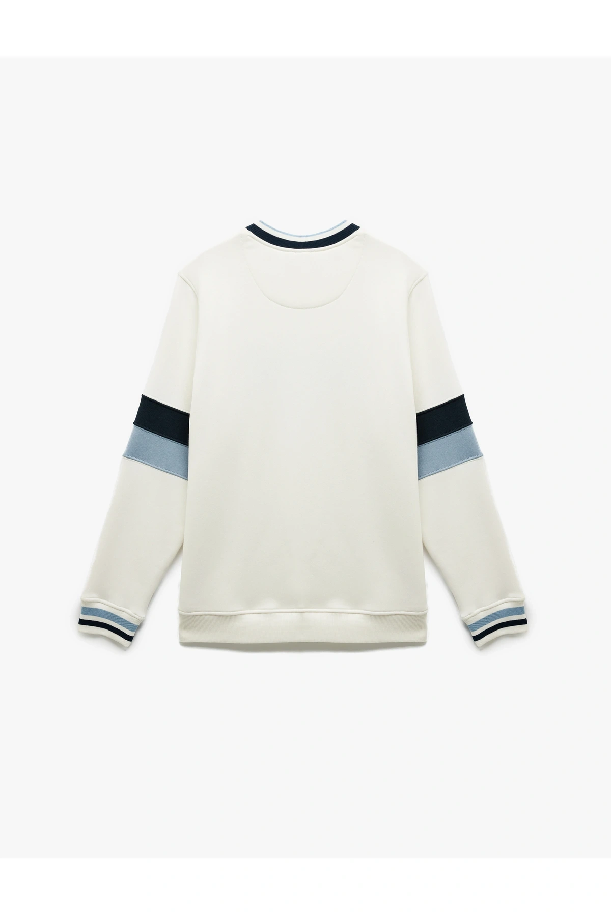 Şardonlu Uzun Kollu Bisiklet Yaka Renk Bloklu Kolej Baskılı Sweatshirt