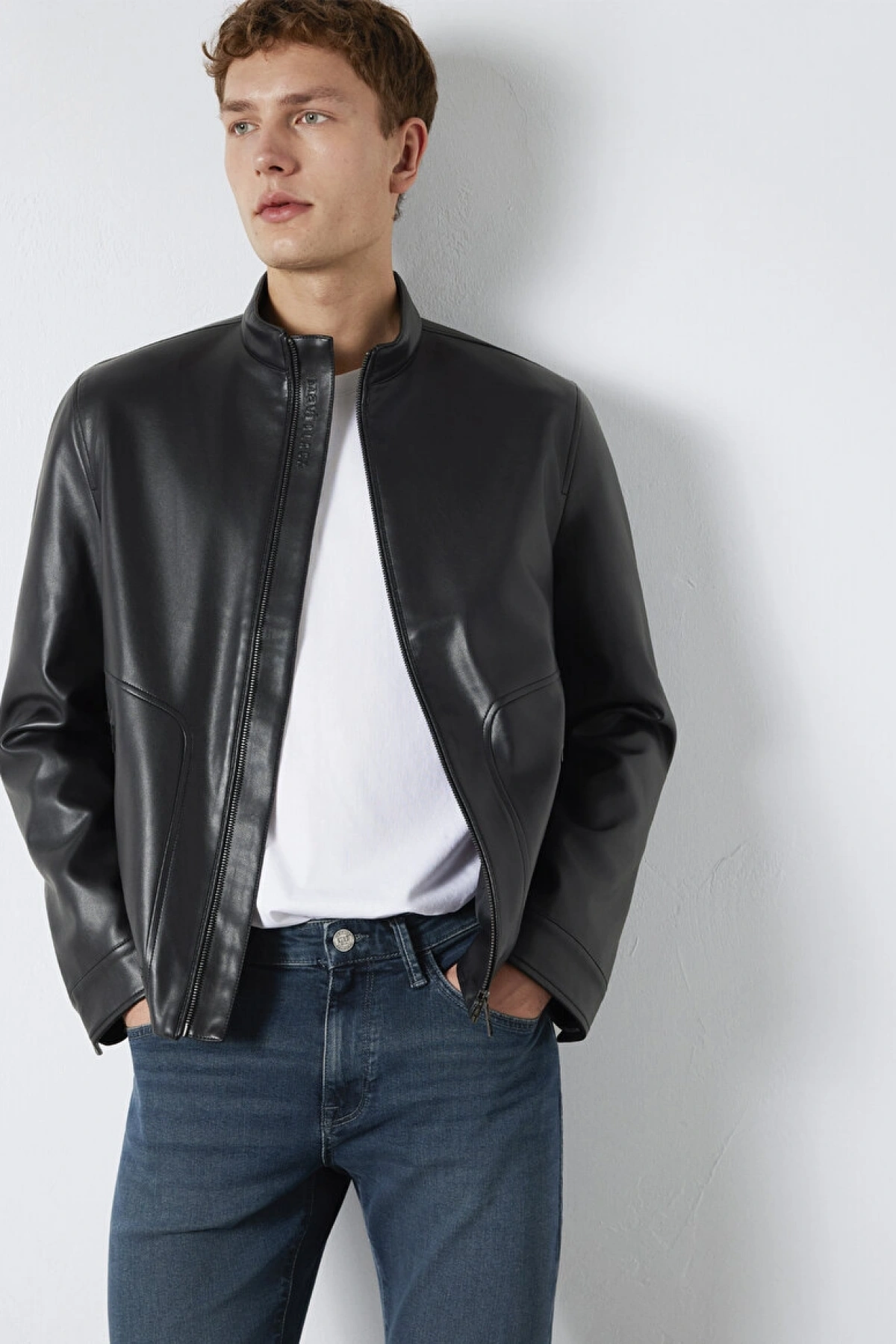 Siyah Biker Ceket Slim Fit / Dar Kesim