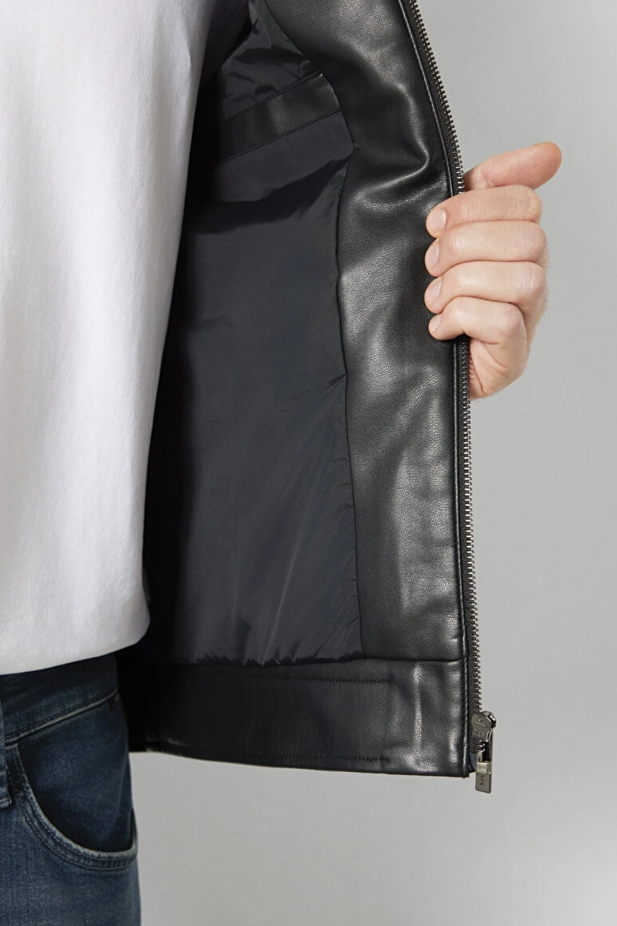 Siyah Biker Ceket Slim Fit / Dar Kesim