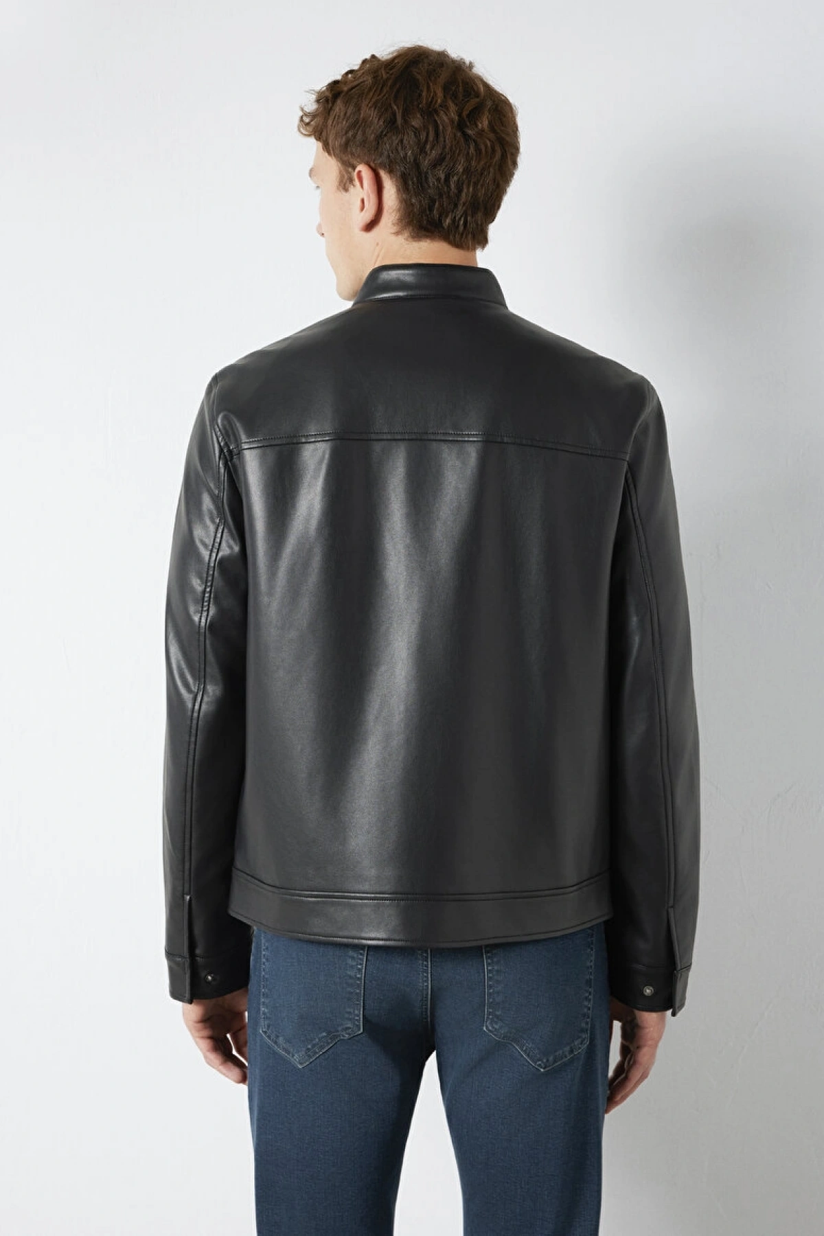 Siyah Biker Ceket Slim Fit / Dar Kesim