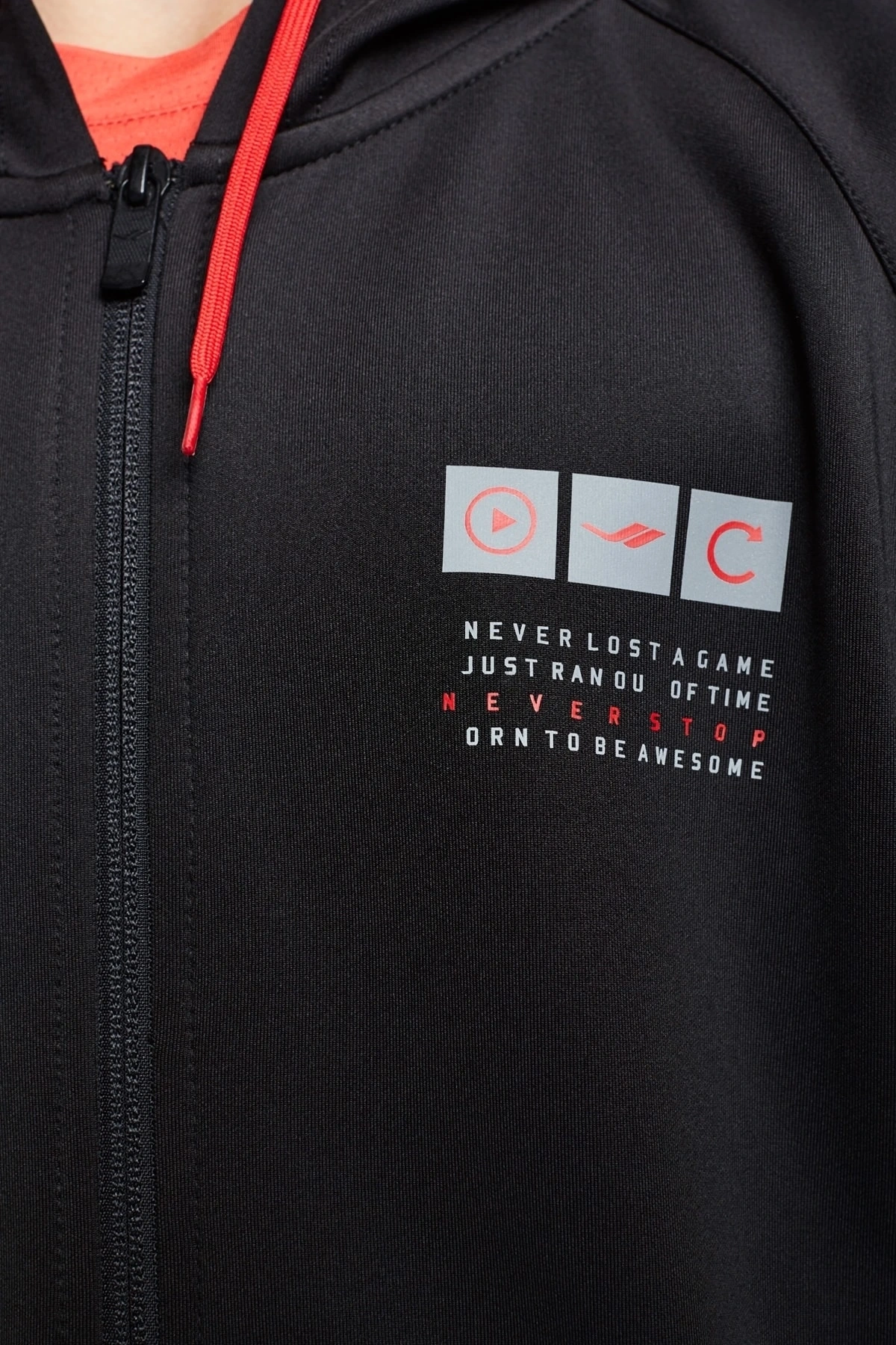 Siyah Çocuk Fermuarlı Kapüşonlu Sweatshirt 22b-3101