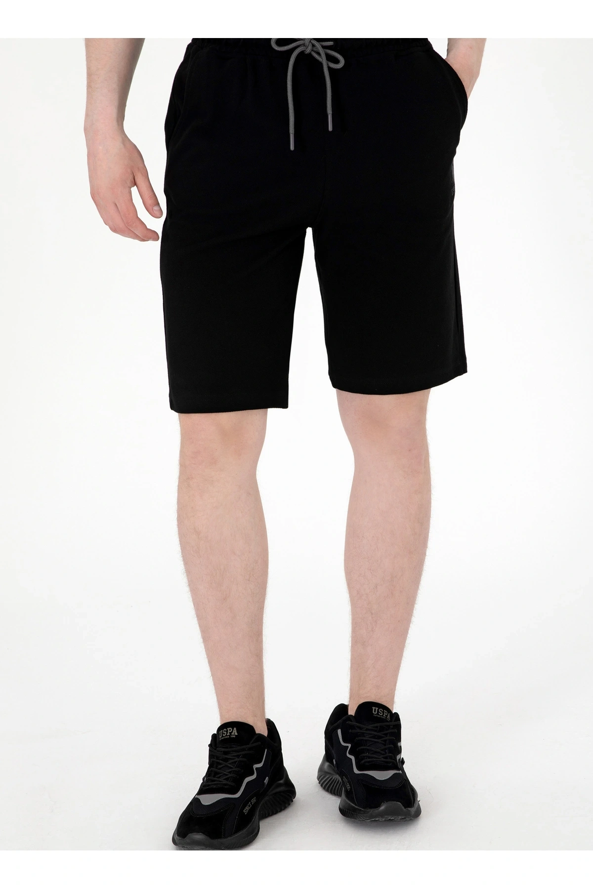Siyah Lastikli Bel Regular Fit Erkek Sweat Şort MARKO