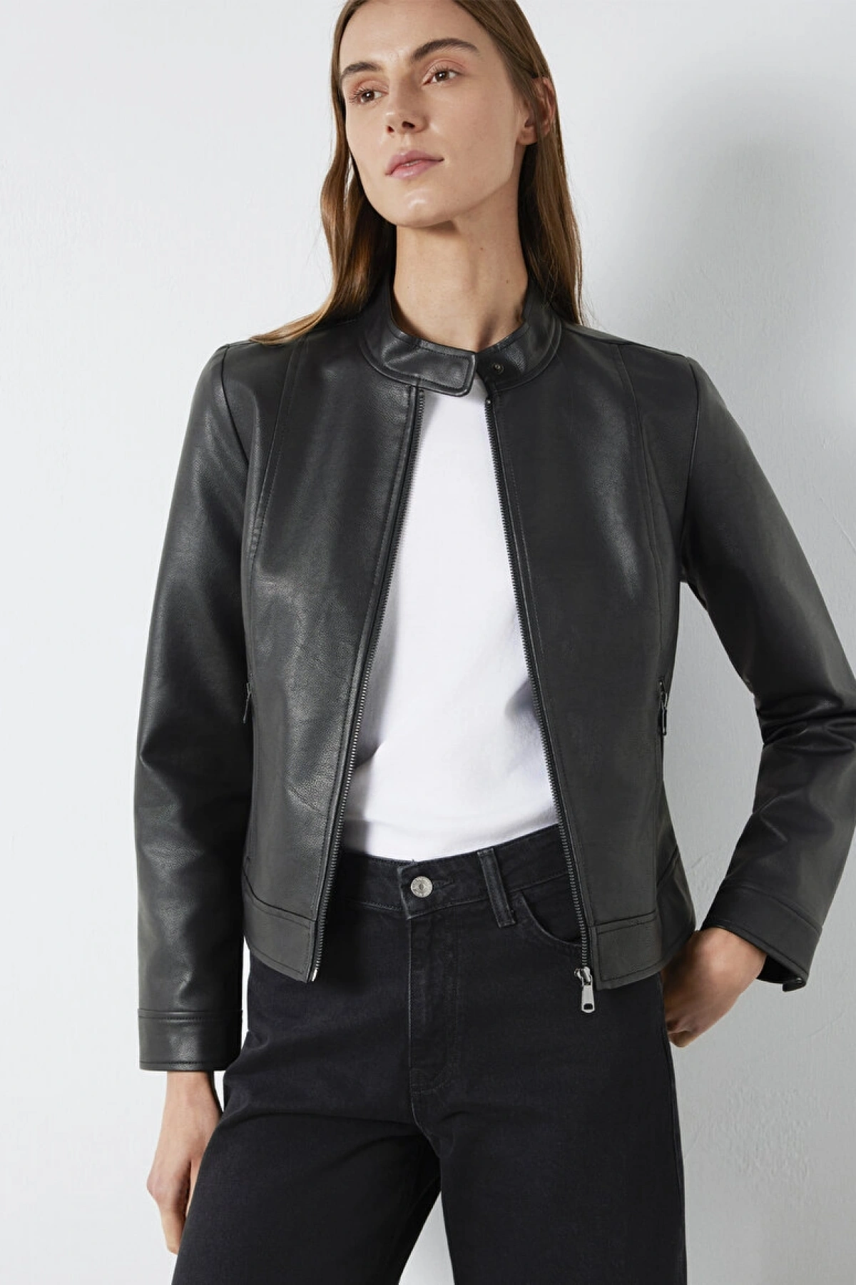 Siyah Suni Deri Ceket