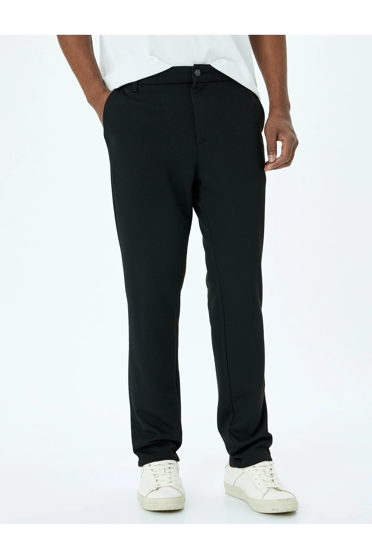Slim Fit Normal Bel Viskon Karışımlı Chino Pantolon