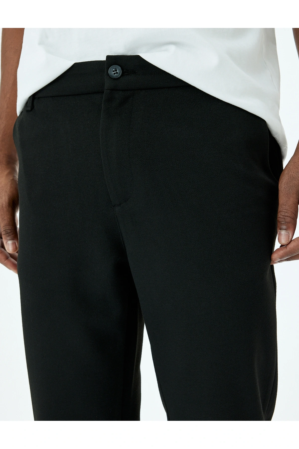 Slim Fit Normal Bel Viskon Karışımlı Chino Pantolon